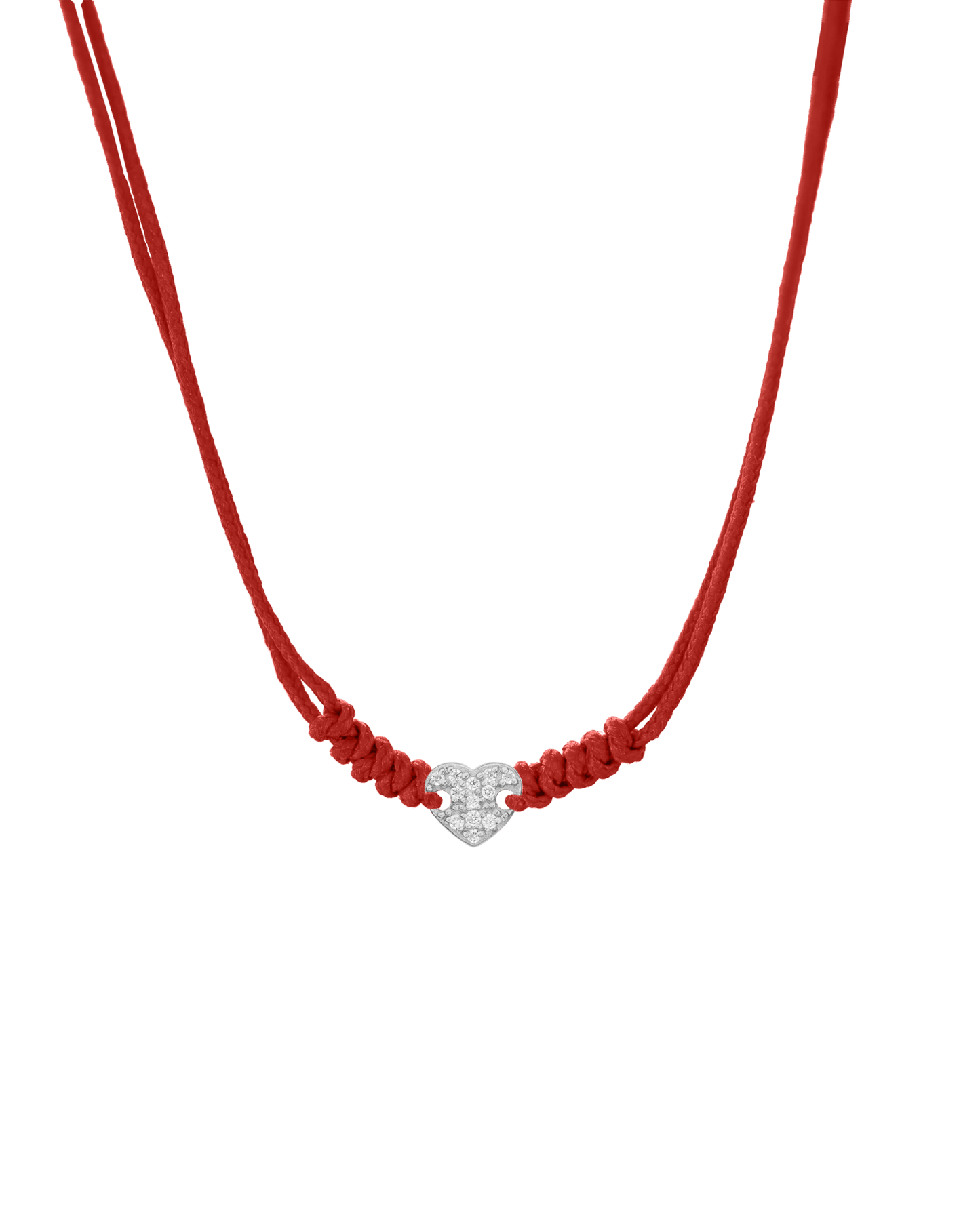 Diamond Paved Heart String of Love Necklace - 14K White Gold Necklaces 14K Solid Gold Red