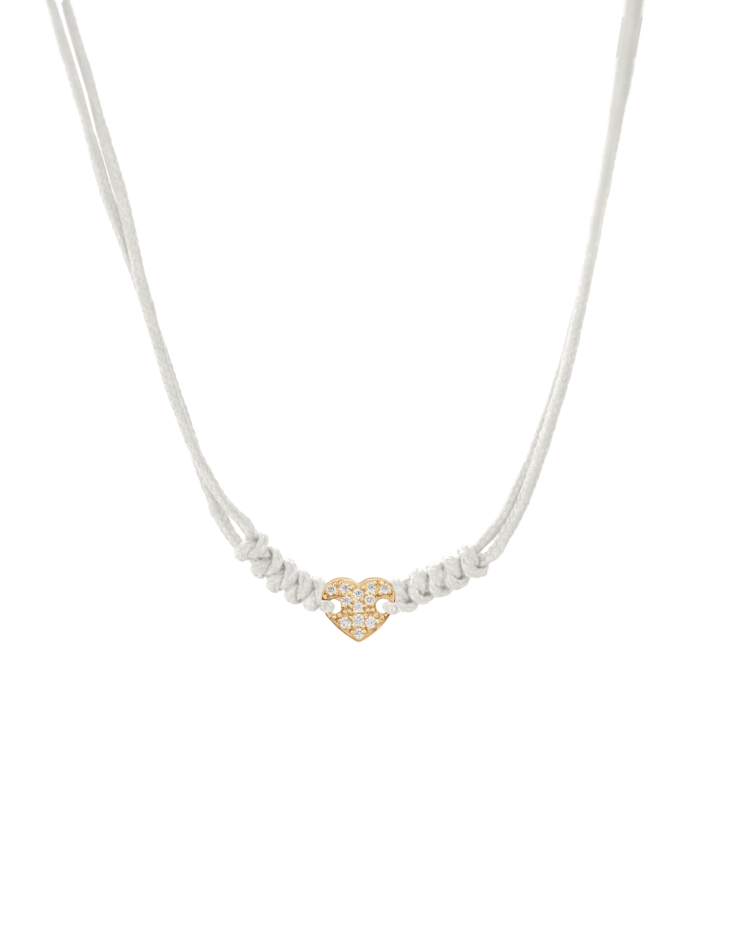 Diamond Paved Heart String of Love Necklace - 14K Yellow Gold Necklaces 14K Solid Gold Pearl