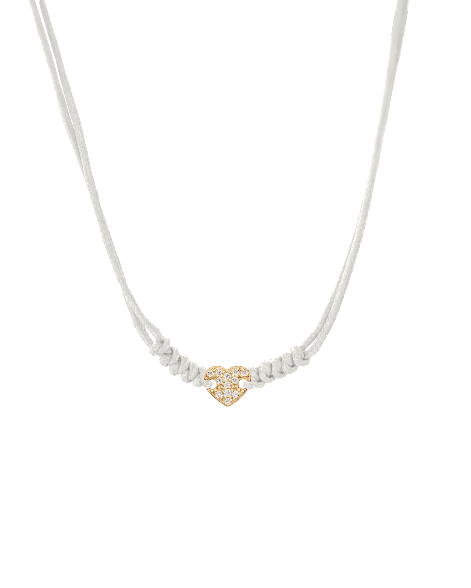 Diamond Paved Heart String of Love Necklace - 14K Yellow Gold Necklaces 14K Solid Gold Pearl