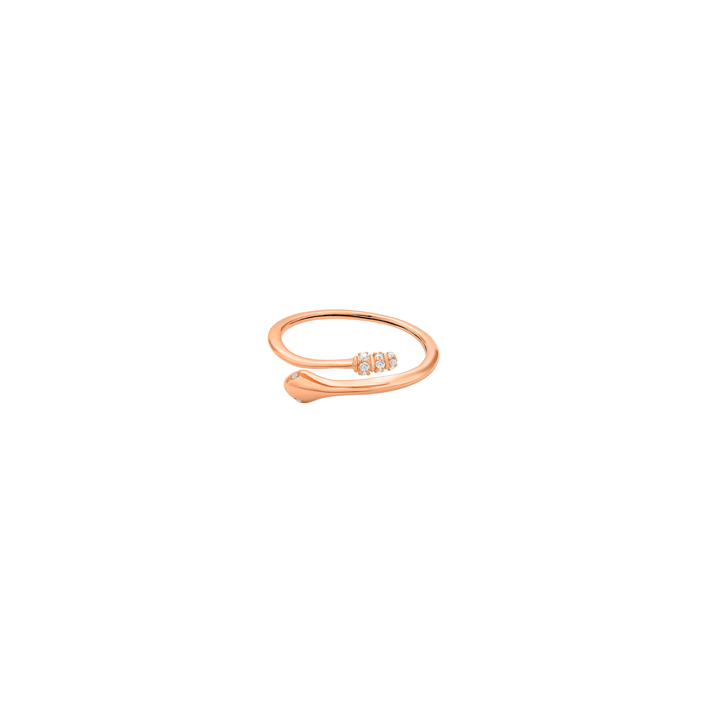Diamond Snake Ring - 14K Rose Gold Rings 14K Solid Gold US 4