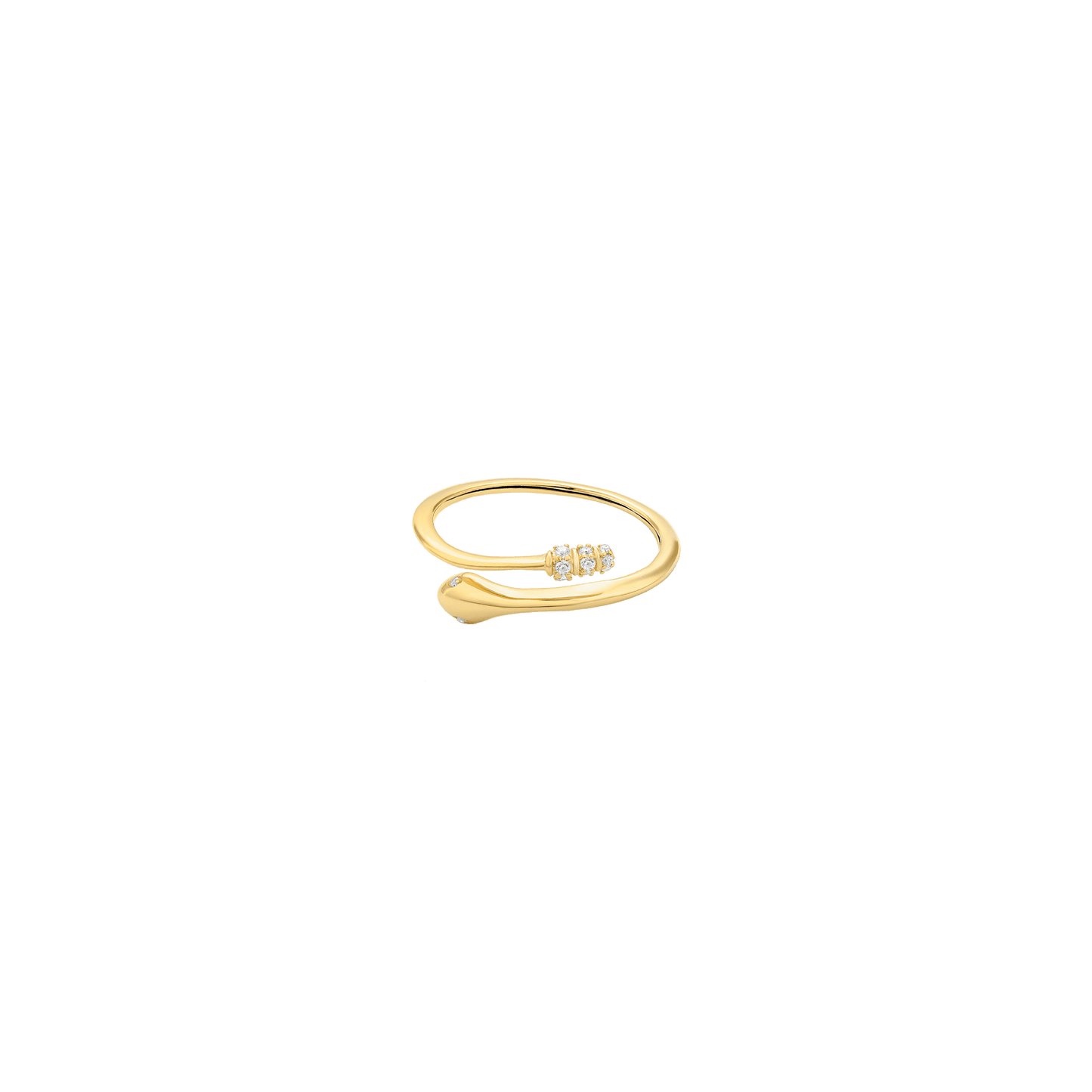 Diamond Snake Ring - 14K Yellow Gold Rings 14K Solid Gold US 4
