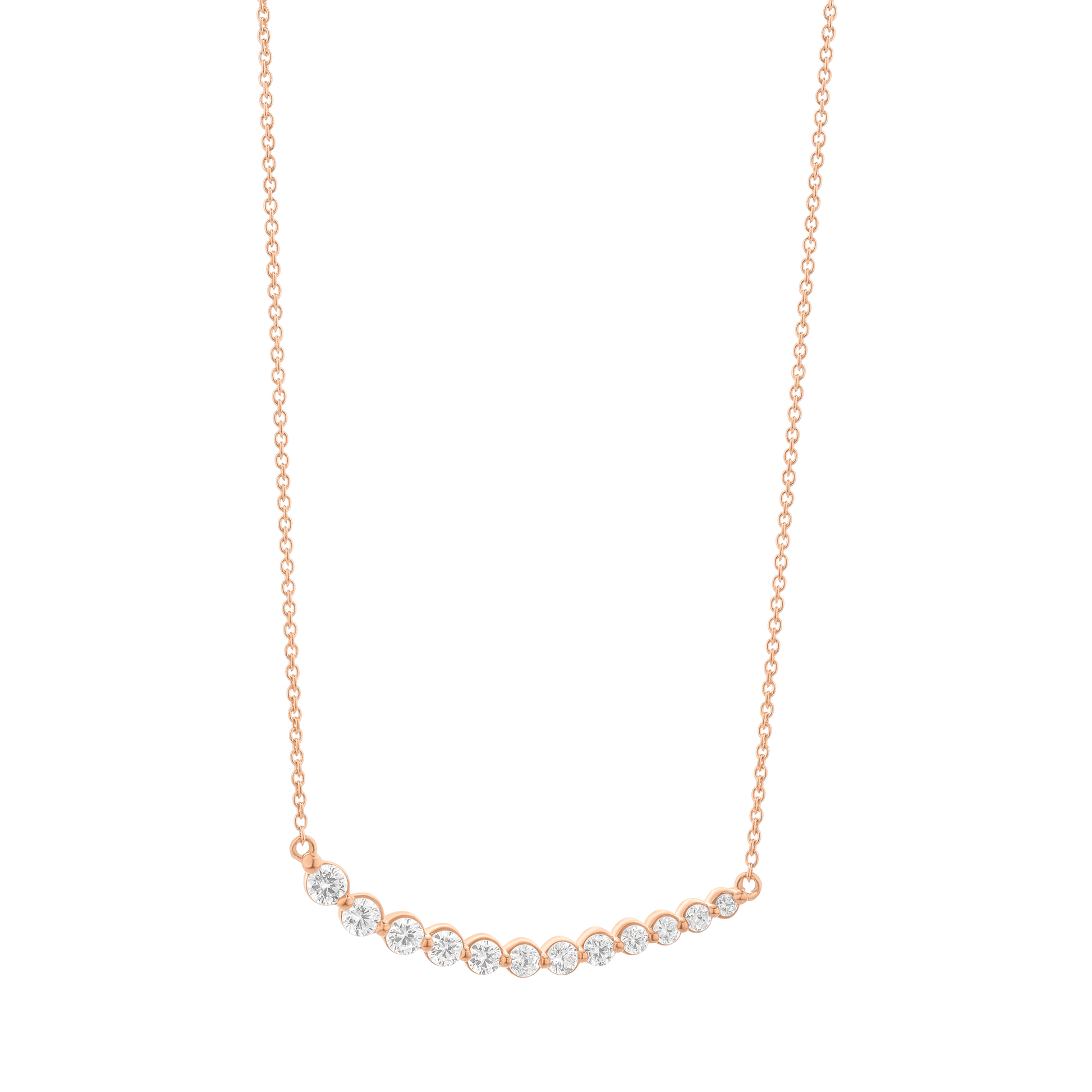 Diamonds Bezel Bar Necklace - 14K Yellow Gold Necklaces magal-dev