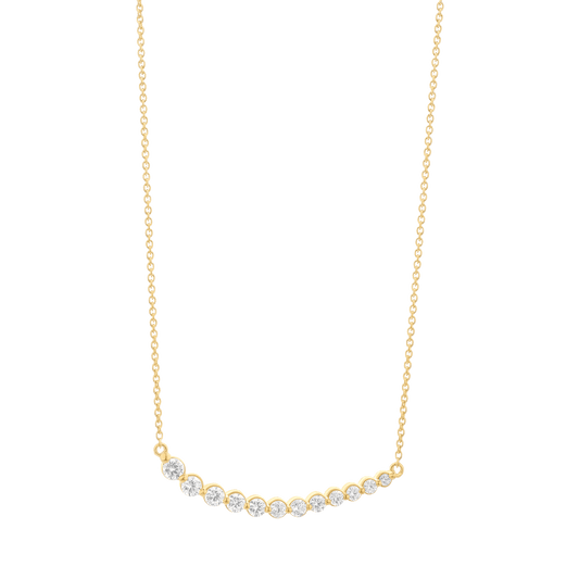 Diamonds Bezel Bar Necklace - 14K Yellow Gold Necklaces magal-dev