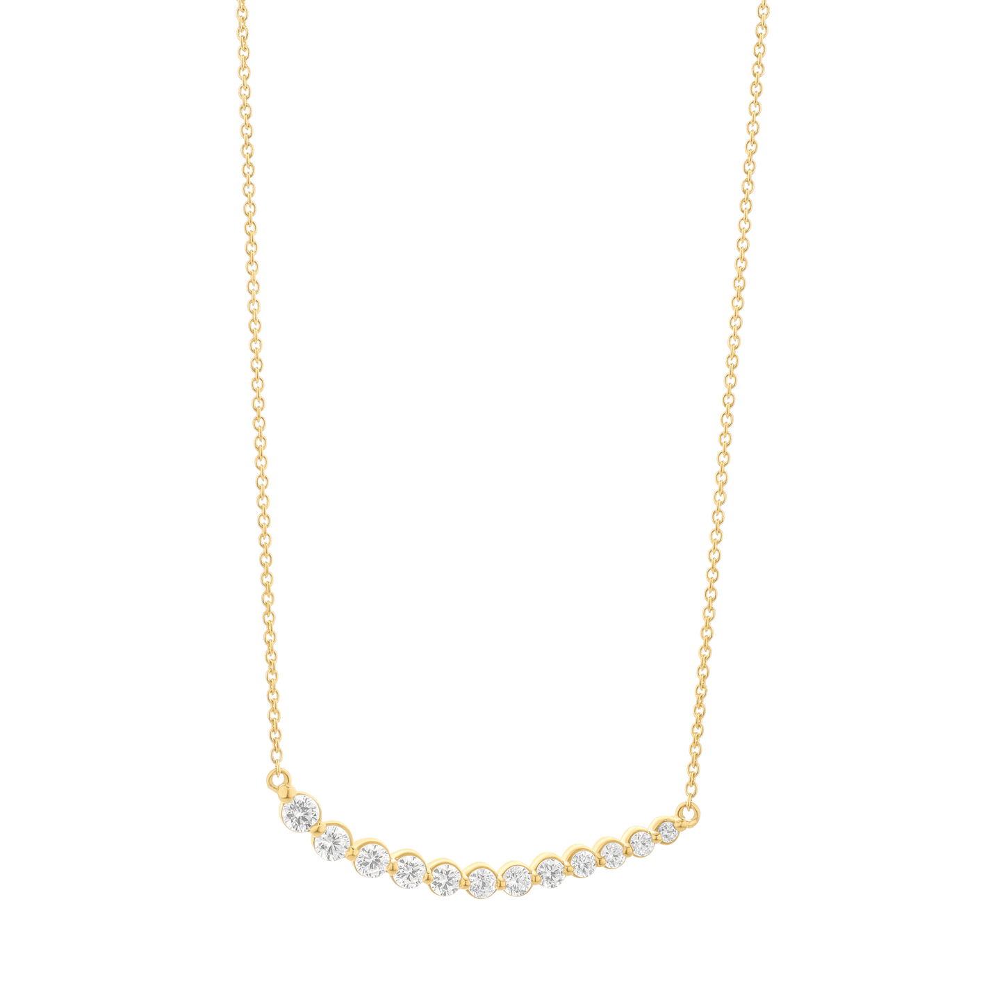 Diamonds Bezel Bar Necklace - 14K Yellow Gold Necklaces magal-dev