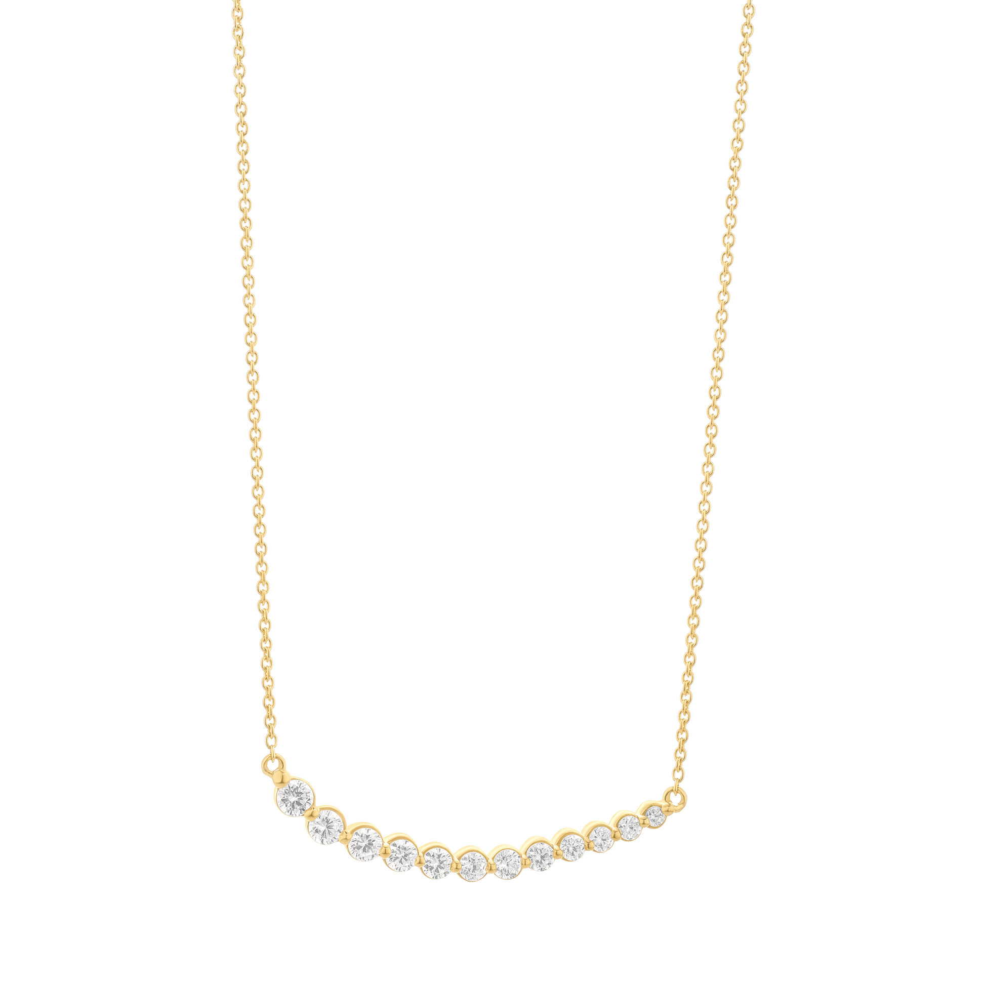 Diamonds Bezel Bar Necklace - 14K Yellow Gold Necklaces magal-dev