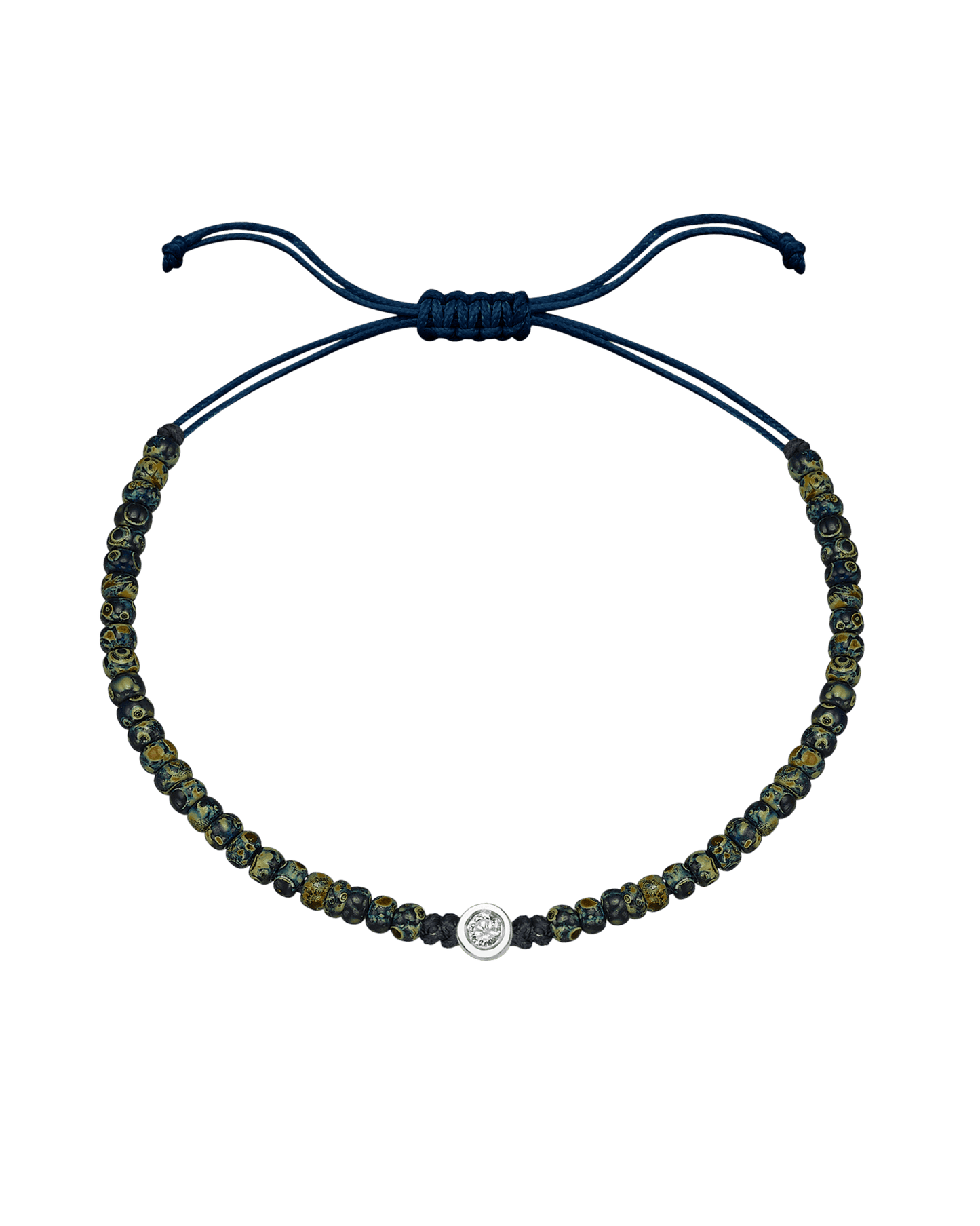 Dyed Blue Beads String Of Love - 14K White Gold Bracelets magal-dev Medium: 0.04ct