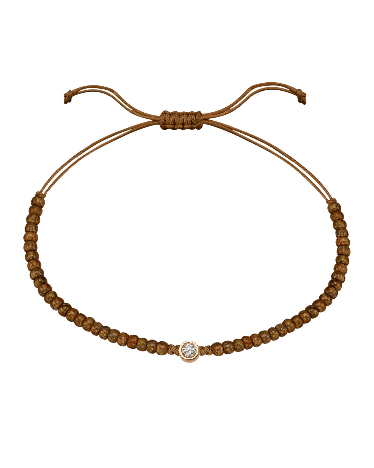 Dyed Brown Beads String Of Love - 14K Rose Gold Bracelets magal-dev Medium: 0.04ct