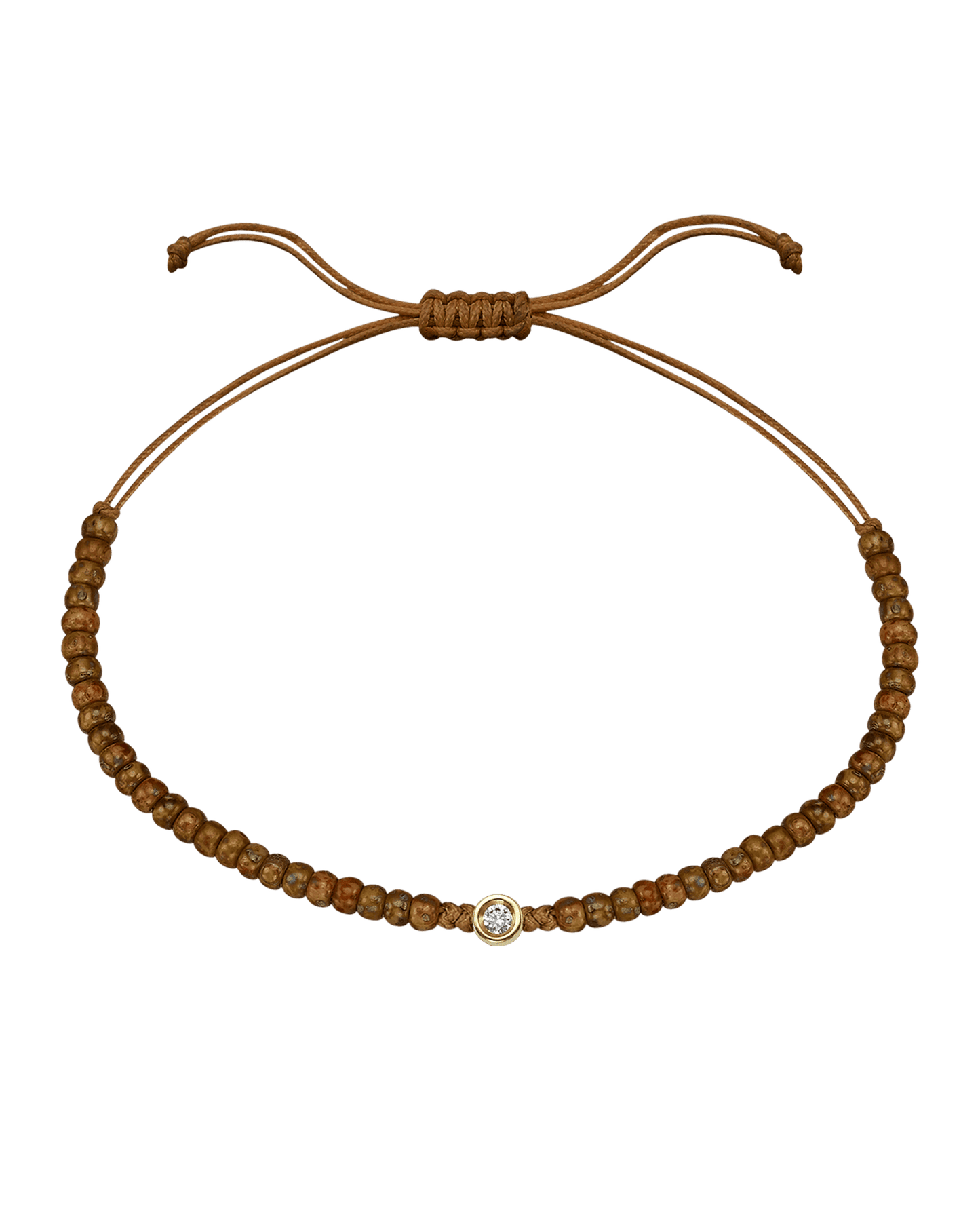 Dyed Brown Beads String Of Love - 14K Yellow Gold Bracelets magal-dev Small: 0.03ct
