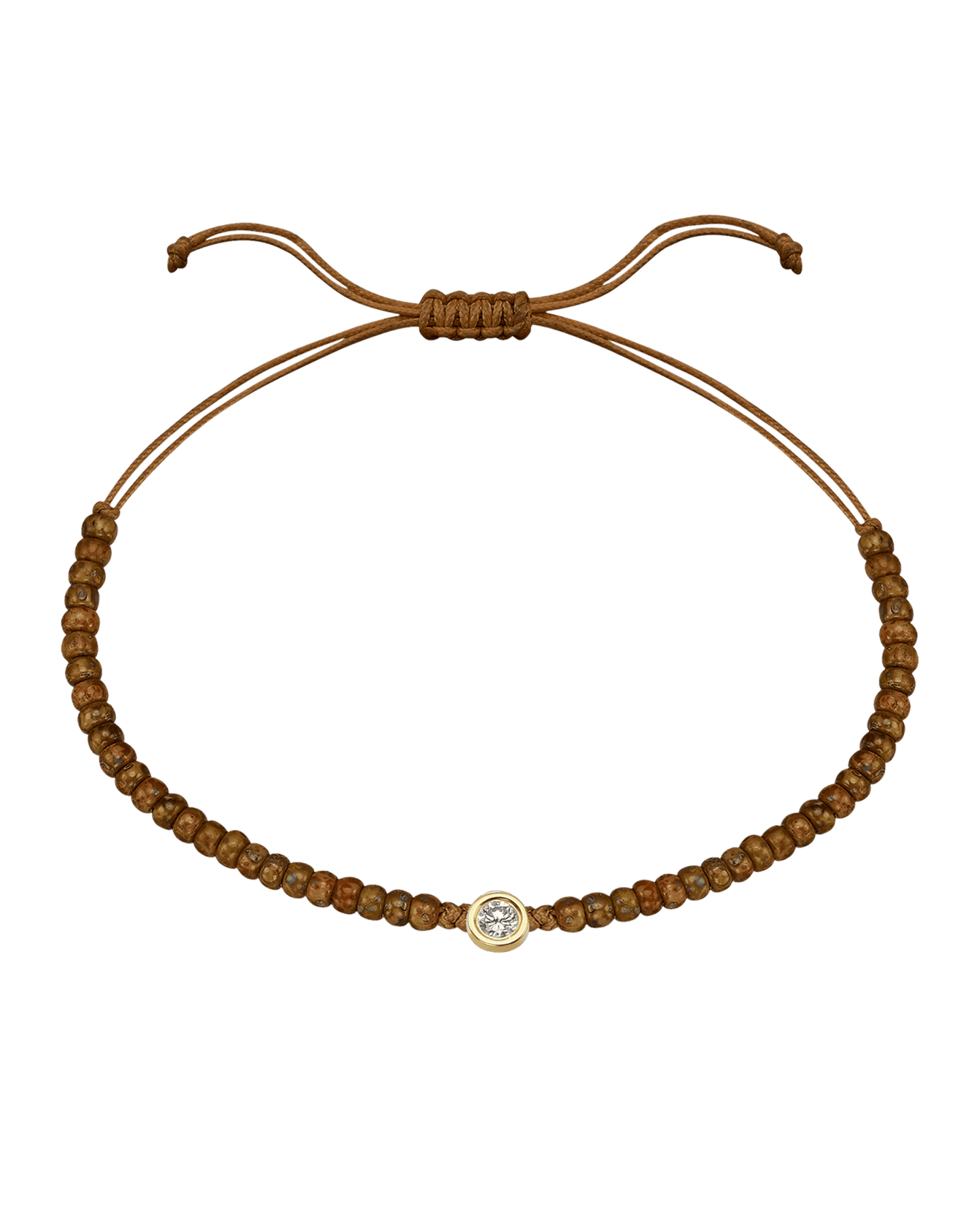Dyed Brown Beads String Of Love - 14K Yellow Gold Bracelets magal-dev Large: 0.1ct