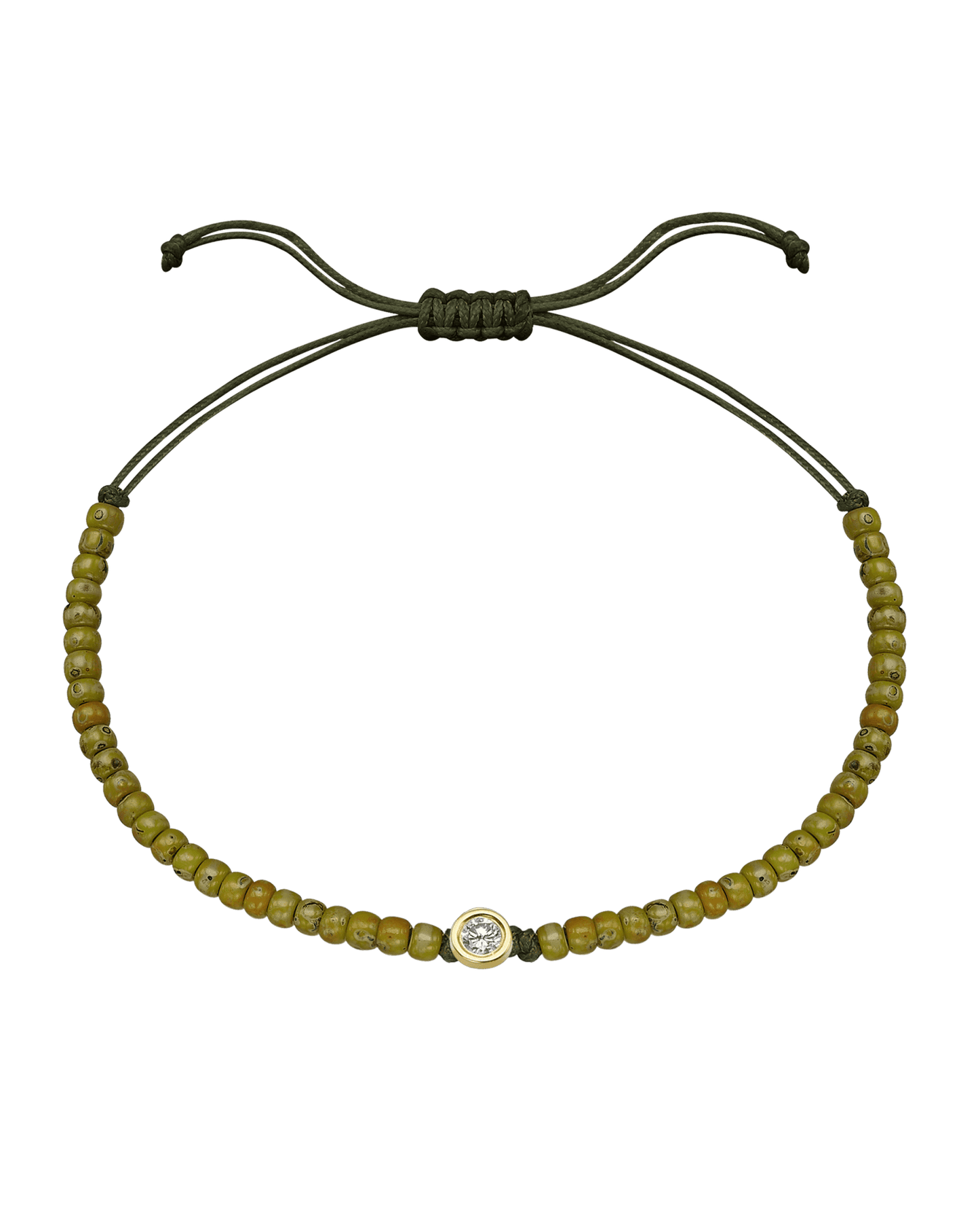 Dyed Green Malachite Beads String of Love - 14K Yellow Gold Bracelets magal-dev Large: 0.1ct