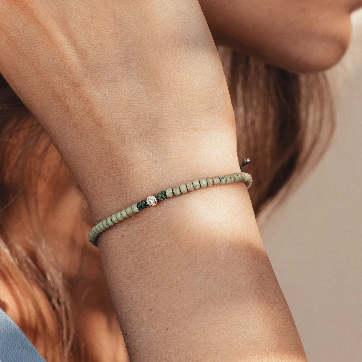 Dyed Green Malachite Beads String of Love - 14K Yellow Gold Bracelets magal-dev