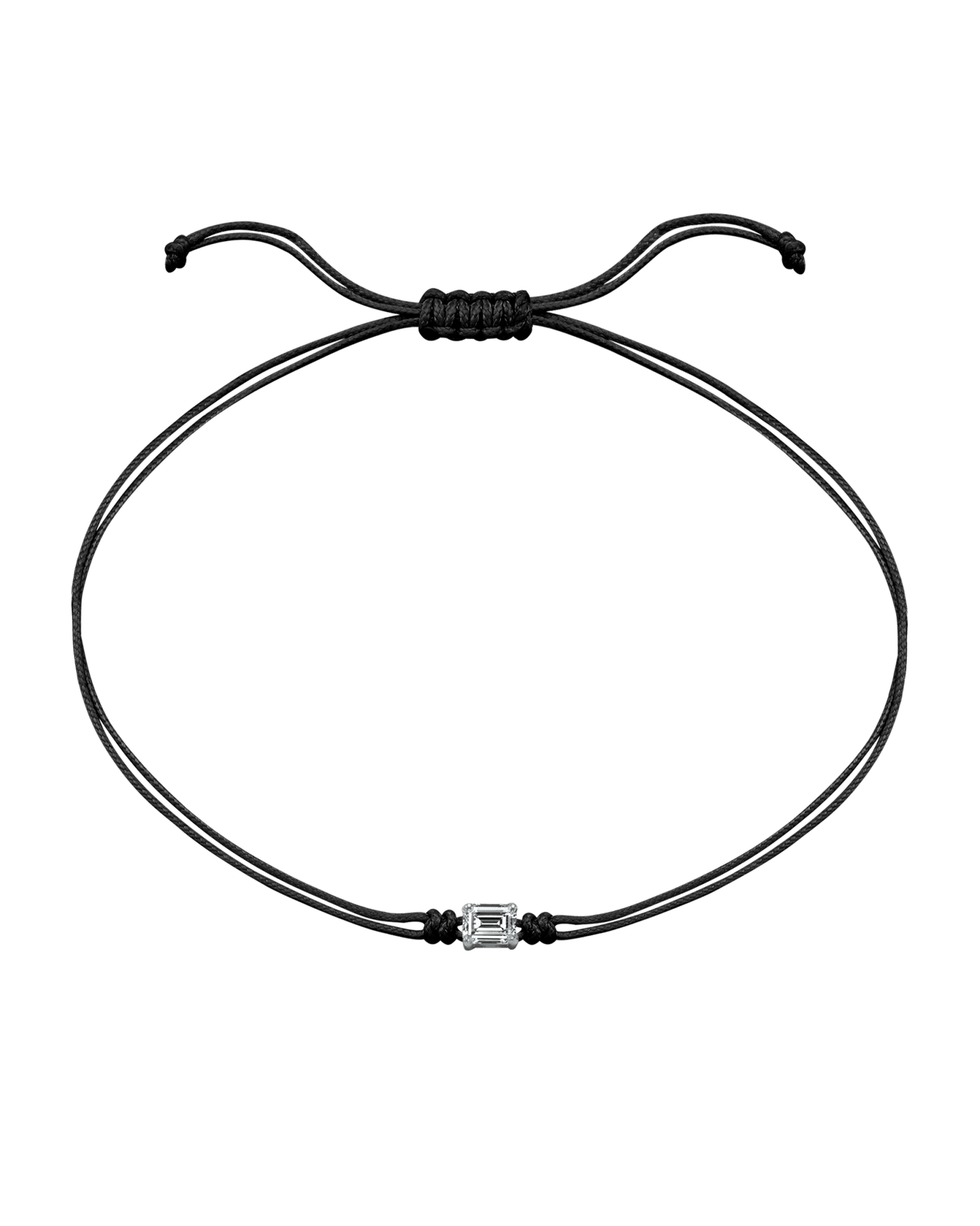 Emerald Diamond String Of Love - 14K White Gold Bracelets 14K Solid Gold Black