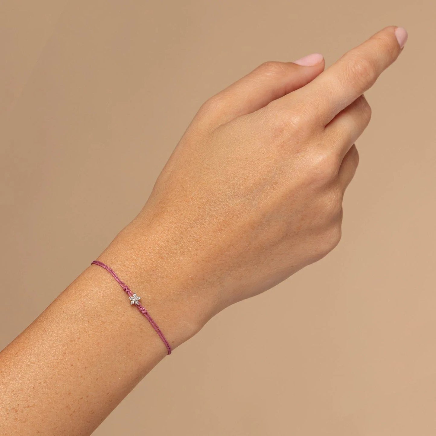 Flower Diamond String Of Love - 14K White Gold Bracelets 14K Solid Gold