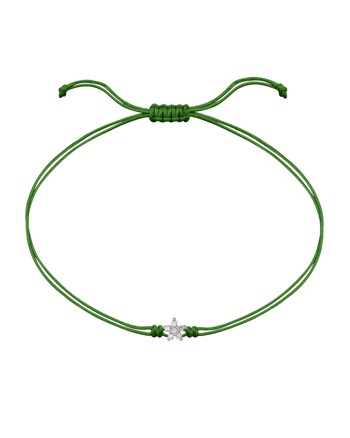 Flower Diamond String Of Love - 14K White Gold Bracelets 14K Solid Gold Green