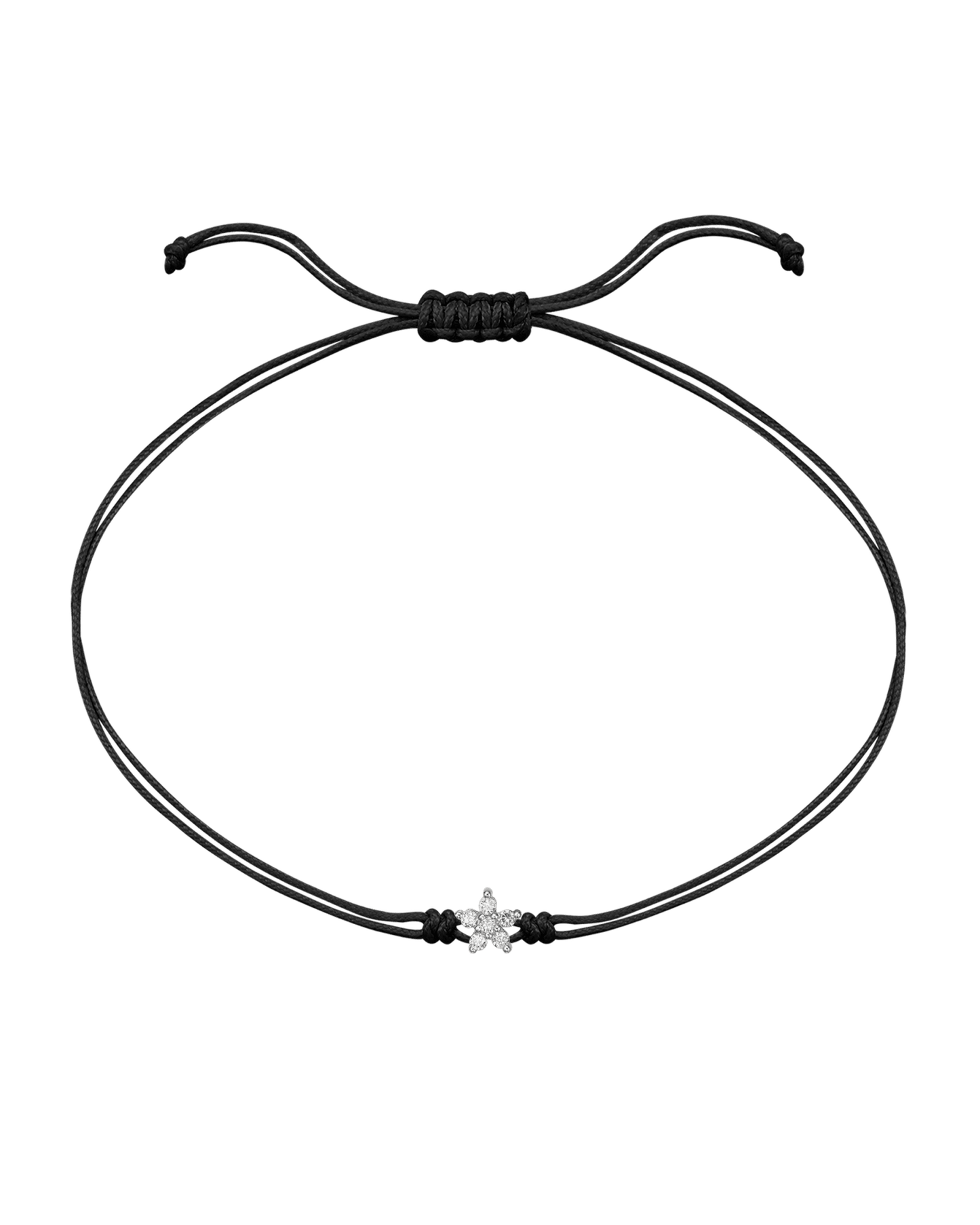 Flower Diamond String Of Love - 14K White Gold Bracelets 14K Solid Gold Black