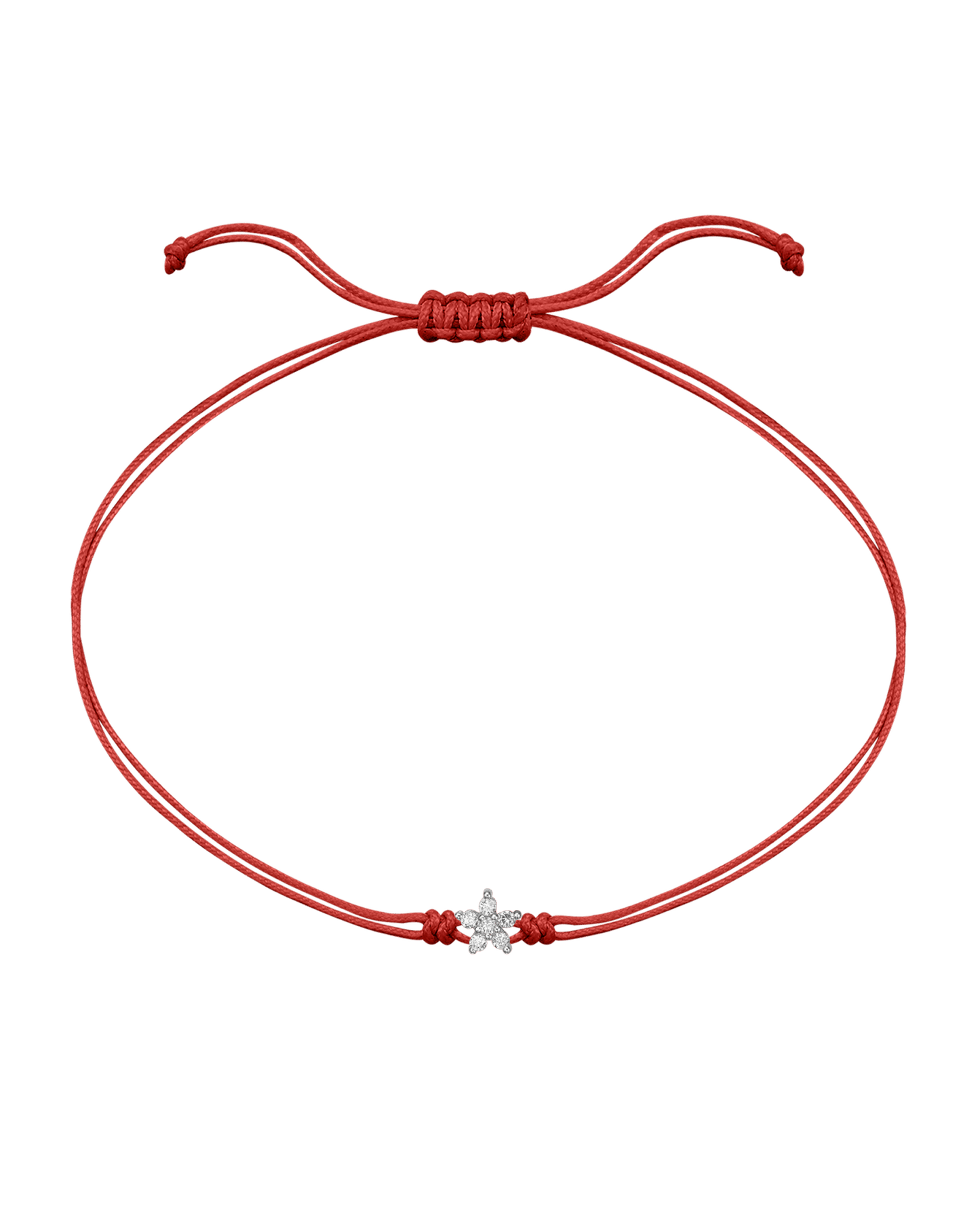 Flower Diamond String Of Love - 14K White Gold Bracelets 14K Solid Gold Red