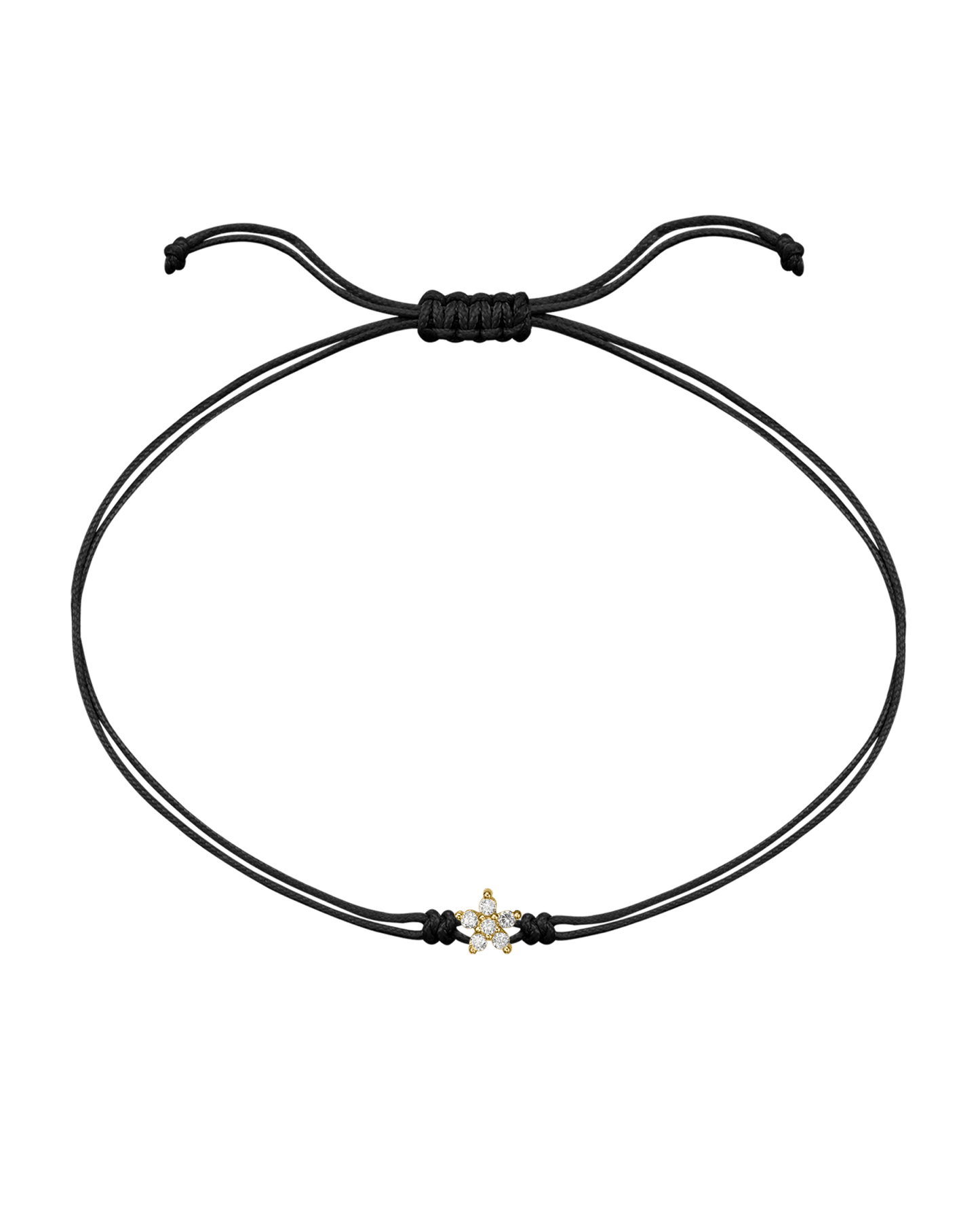 Flower Diamond String Of Love - 14K Yellow Gold Bracelets 14K Solid Gold Black