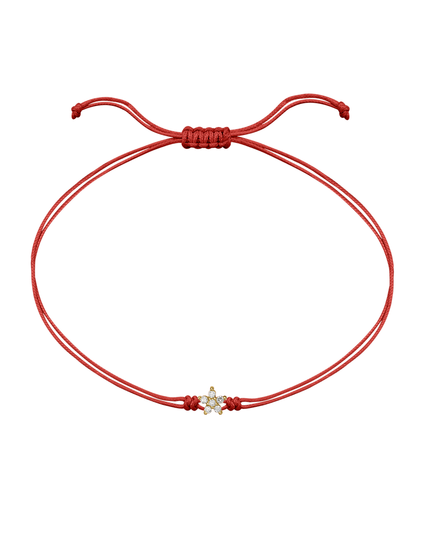Flower Diamond String Of Love - 14K Yellow Gold Bracelets 14K Solid Gold Red
