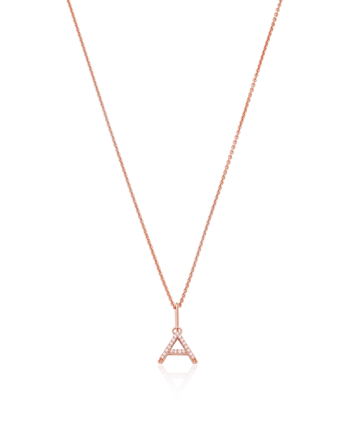 Single Frosted Initial Necklace - 18K Rose Vermeil Necklaces magal-dev 1 Initial 16”+2” extender