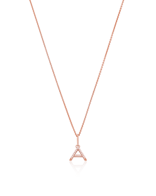 Single Frosted Initial Necklace - 18K Rose Vermeil Necklaces magal-dev 1 Initial 16β+2β extender