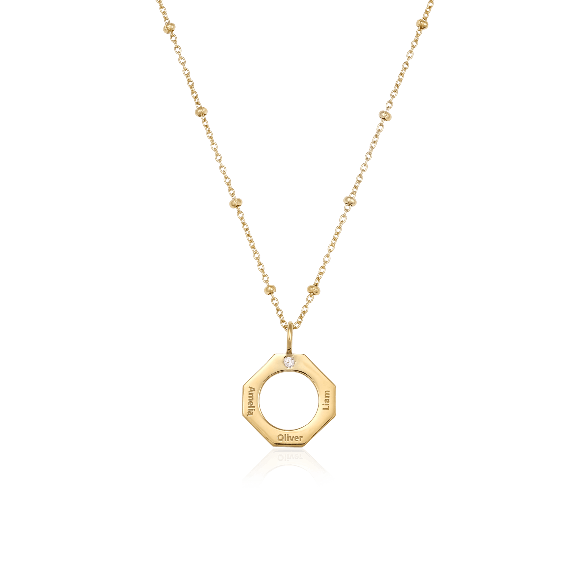 Geo Necklace - 18K Gold Vermeil Necklaces Gold Vermeil 1 Name Small - 16 Inches (40cm)