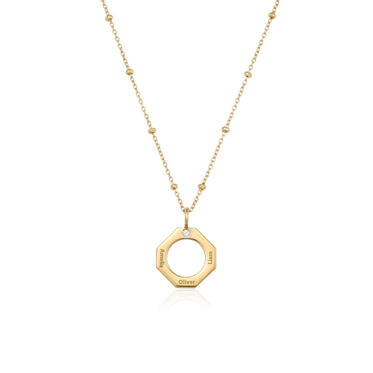 Geo Necklace - 18K Gold Vermeil Necklaces Gold Vermeil 1 Name Small - 16 Inches (40cm)