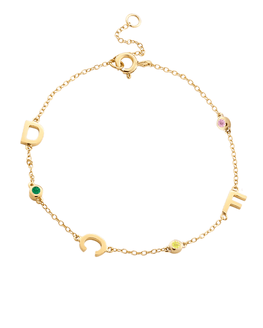 The Initial Birthstone Bracelet - 18K Gold Vermeil Bracelets magal-dev 1 Initial 6"-7" (S-M wrist)