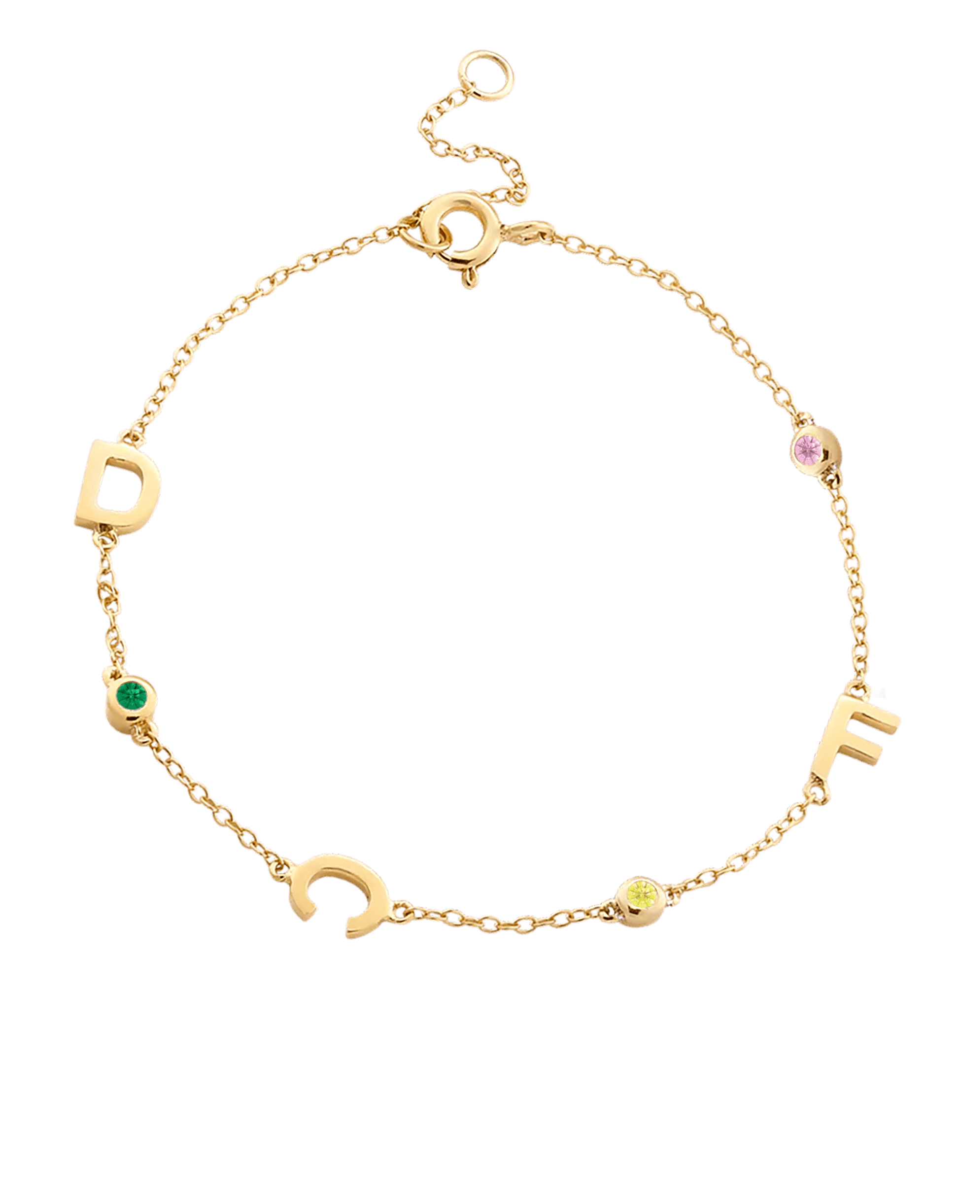 The Initial Birthstone Bracelet - 14K Yellow Gold Bracelets magal-dev 1 Initial 6"-7" (S-M wrist)