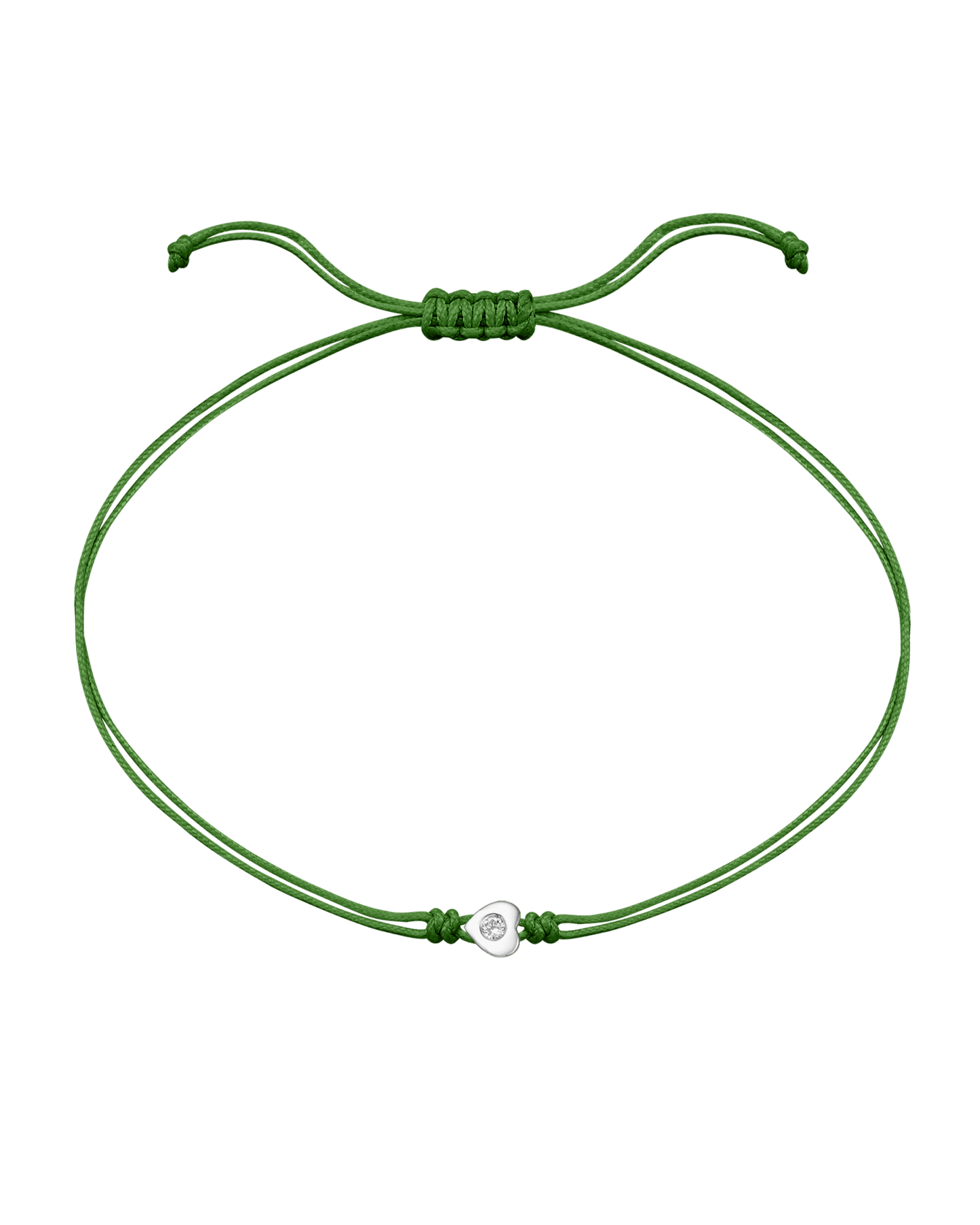 Heart Diamond String Of Love - 14K White Gold Bracelets 14K Solid Gold Green