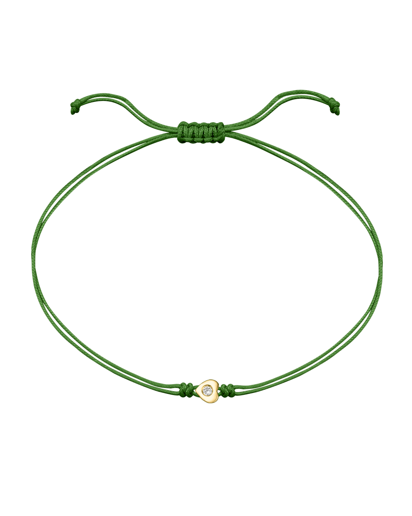 Heart Diamond String Of Love - 14K Yellow Gold Bracelets 14K Solid Gold Green