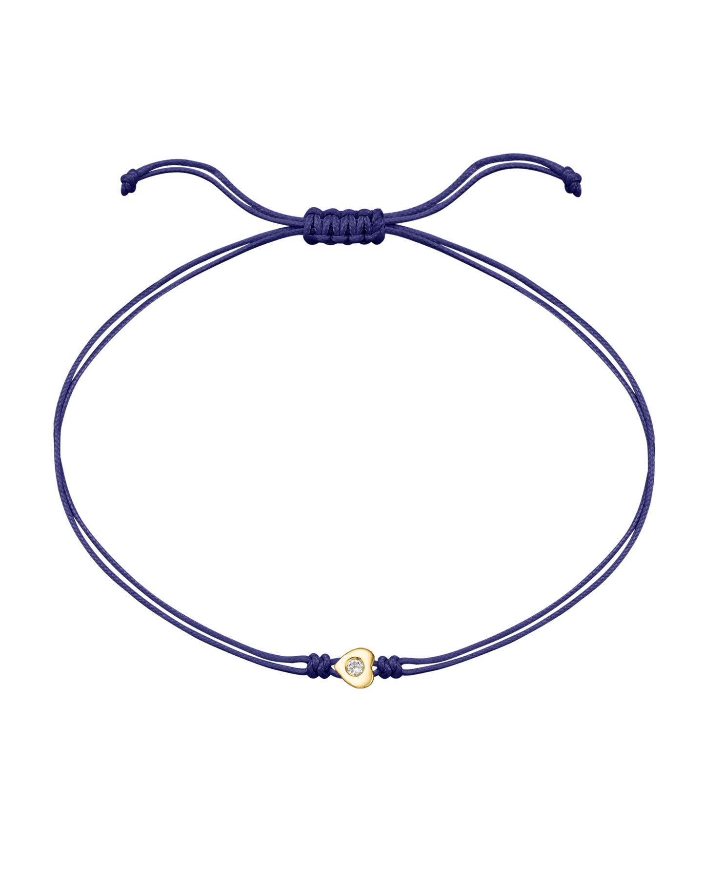 Heart Diamond String Of Love - 14K Yellow Gold Bracelets 14K Solid Gold Purple
