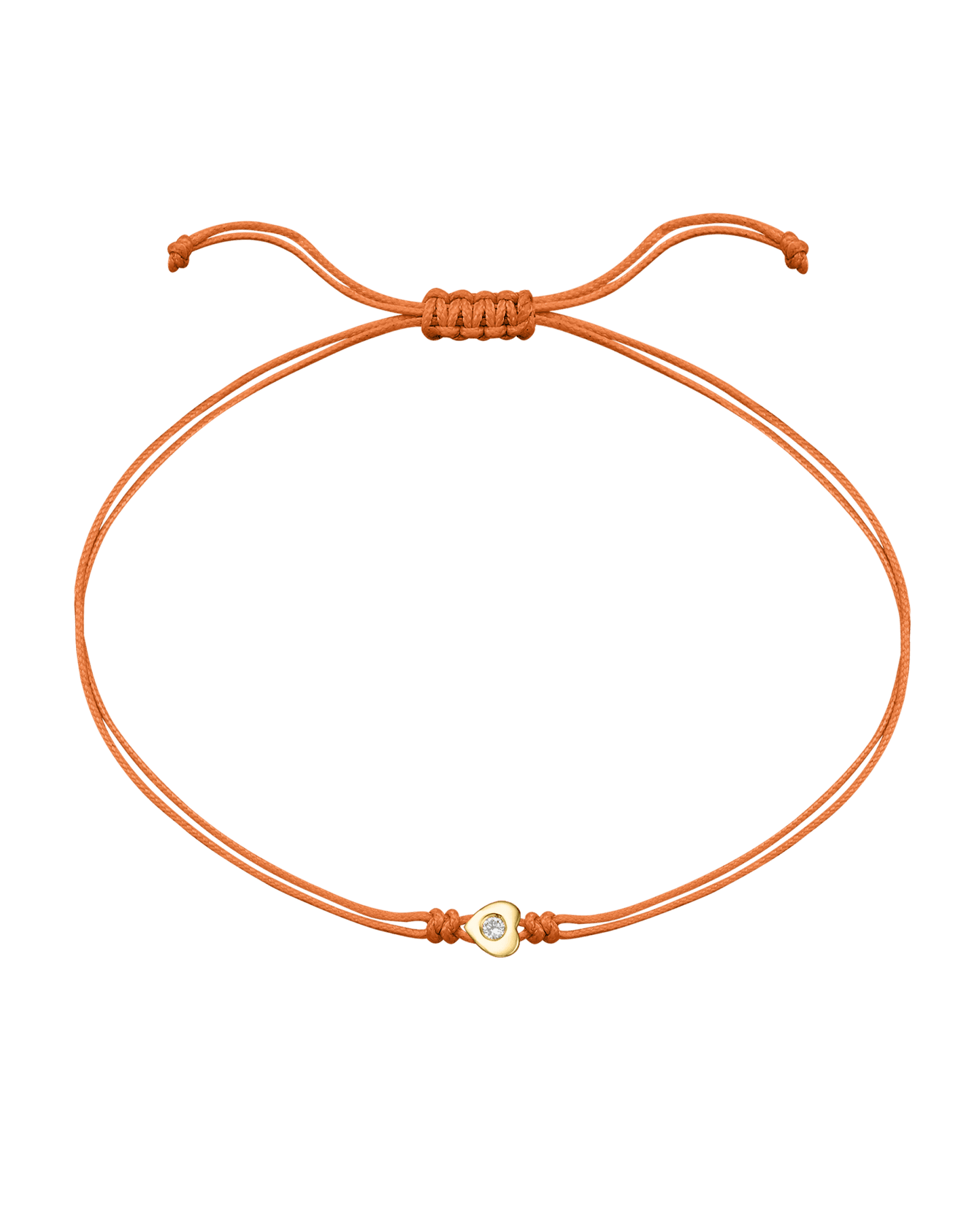 Heart Diamond String Of Love - 14K Yellow Gold Bracelets 14K Solid Gold Orange