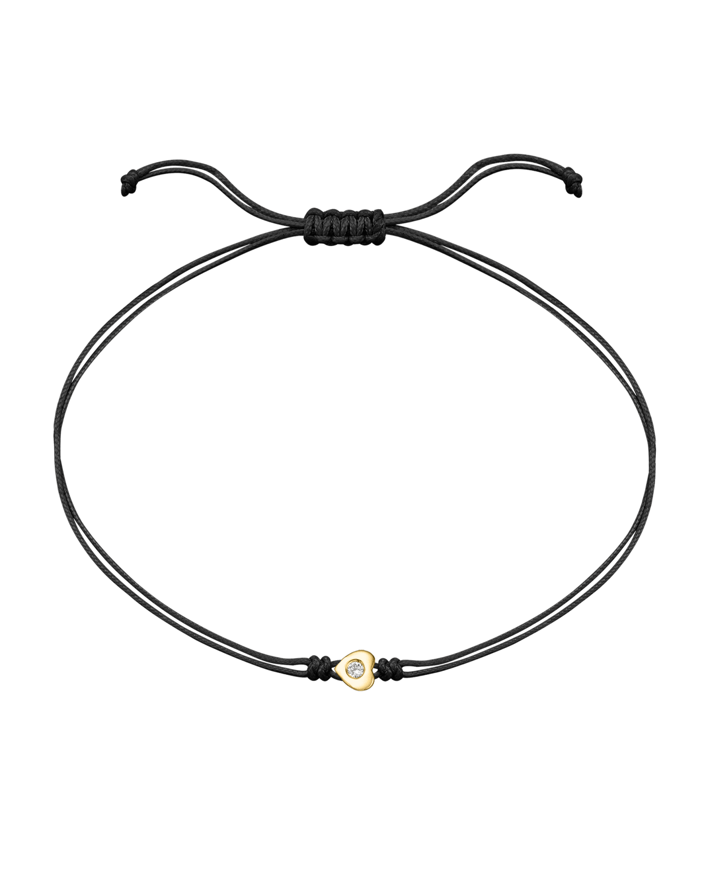 Heart Diamond String Of Love - 14K Yellow Gold Bracelets 14K Solid Gold Black