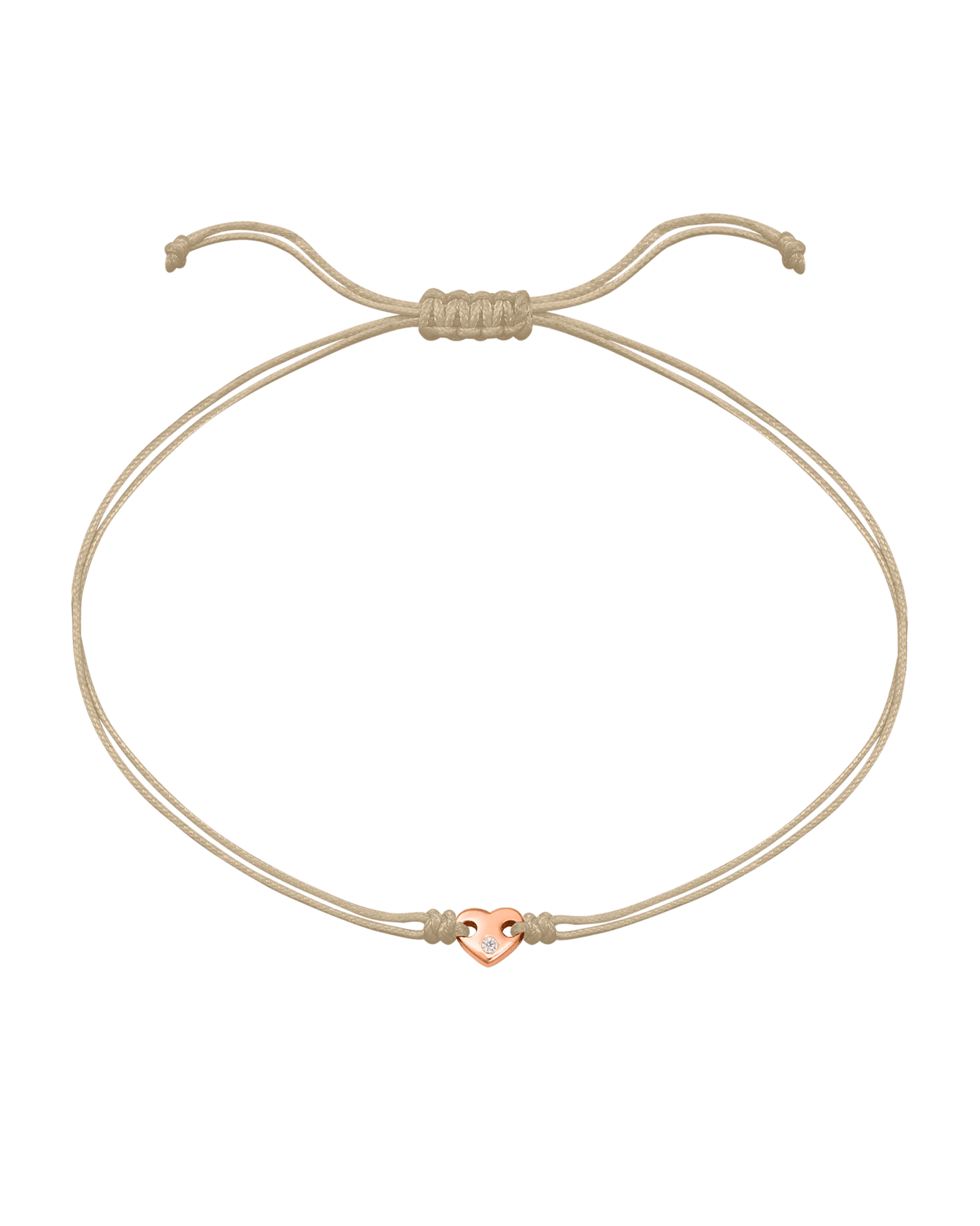 Heart of Gold String of Love Bracelet - 14K Rose Gold Bracelets magal-dev Beige