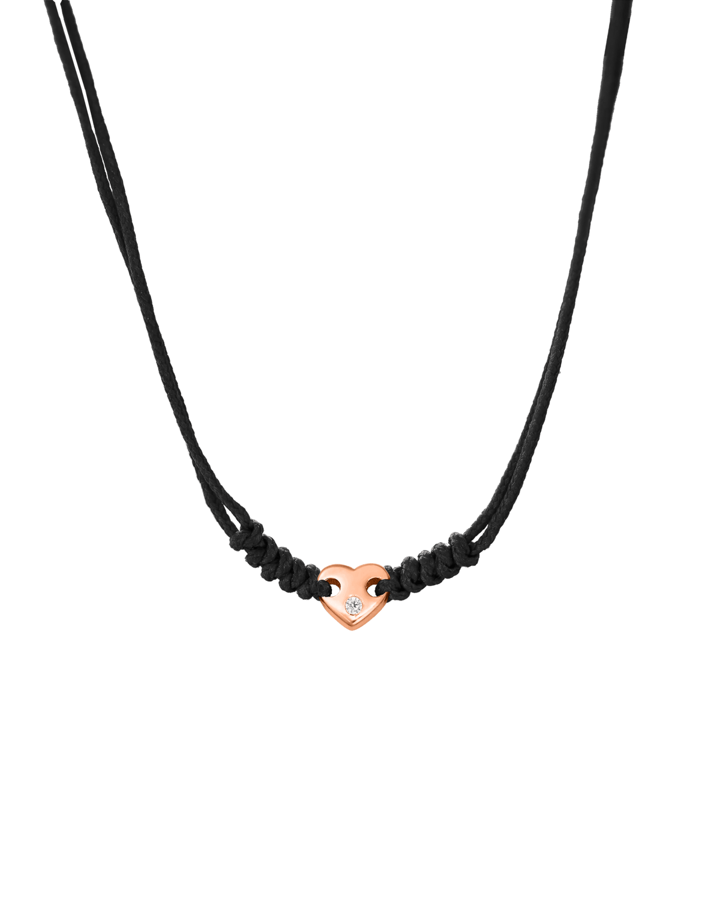 Heart of Gold String of Love Necklace - 14K Rose Gold Necklaces 14K Solid Gold Black