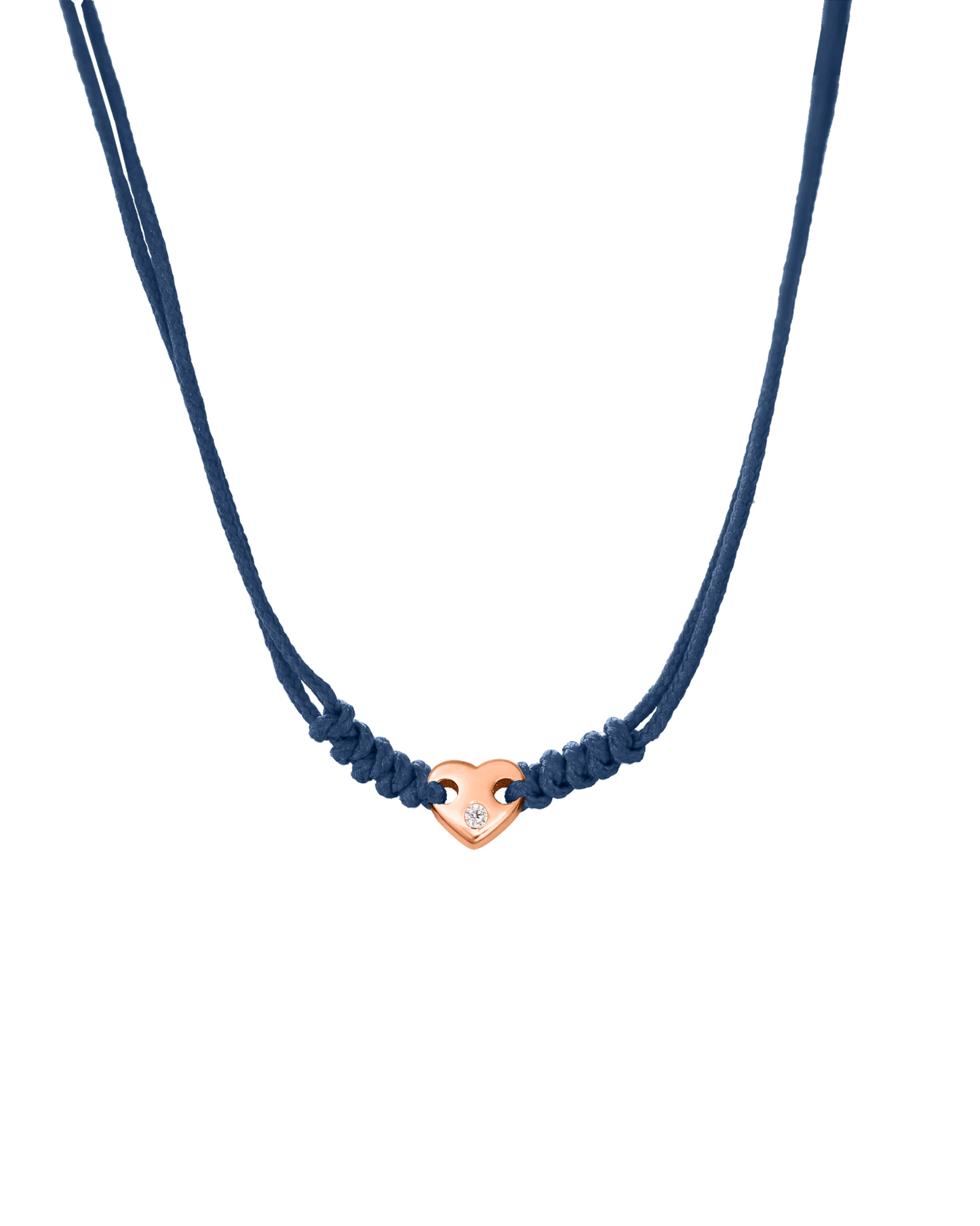 Heart of Gold String of Love Necklace - 14K Rose Gold Necklaces 14K Solid Gold Indigo