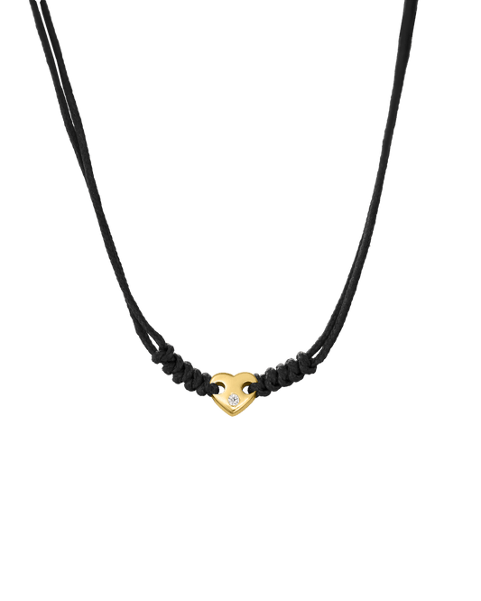 Heart of Gold String of Love Necklace - 14K Yellow Gold Necklaces 14K Solid Gold Black