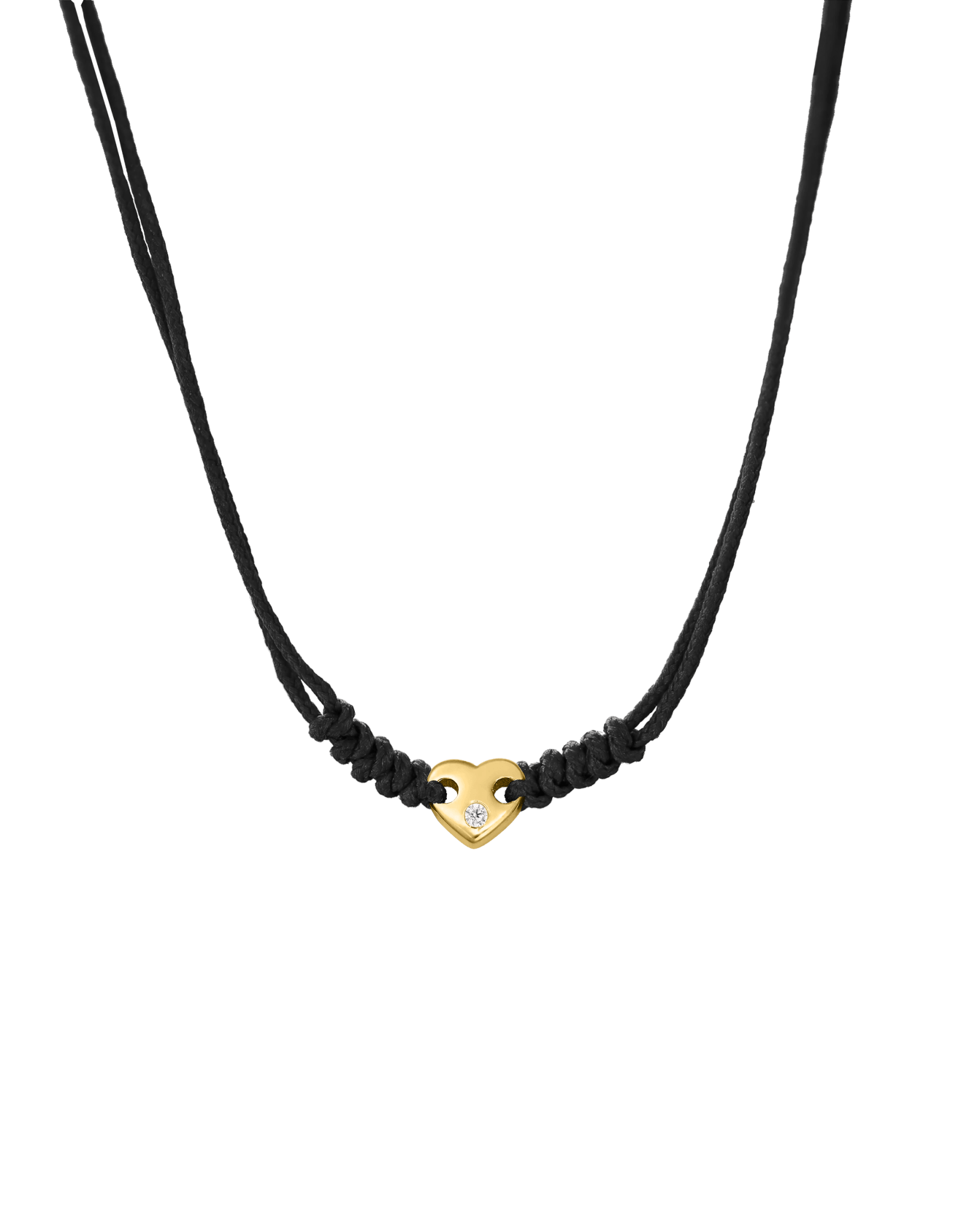 Heart of Gold String of Love Necklace - 14K Yellow Gold Necklaces 14K Solid Gold Black