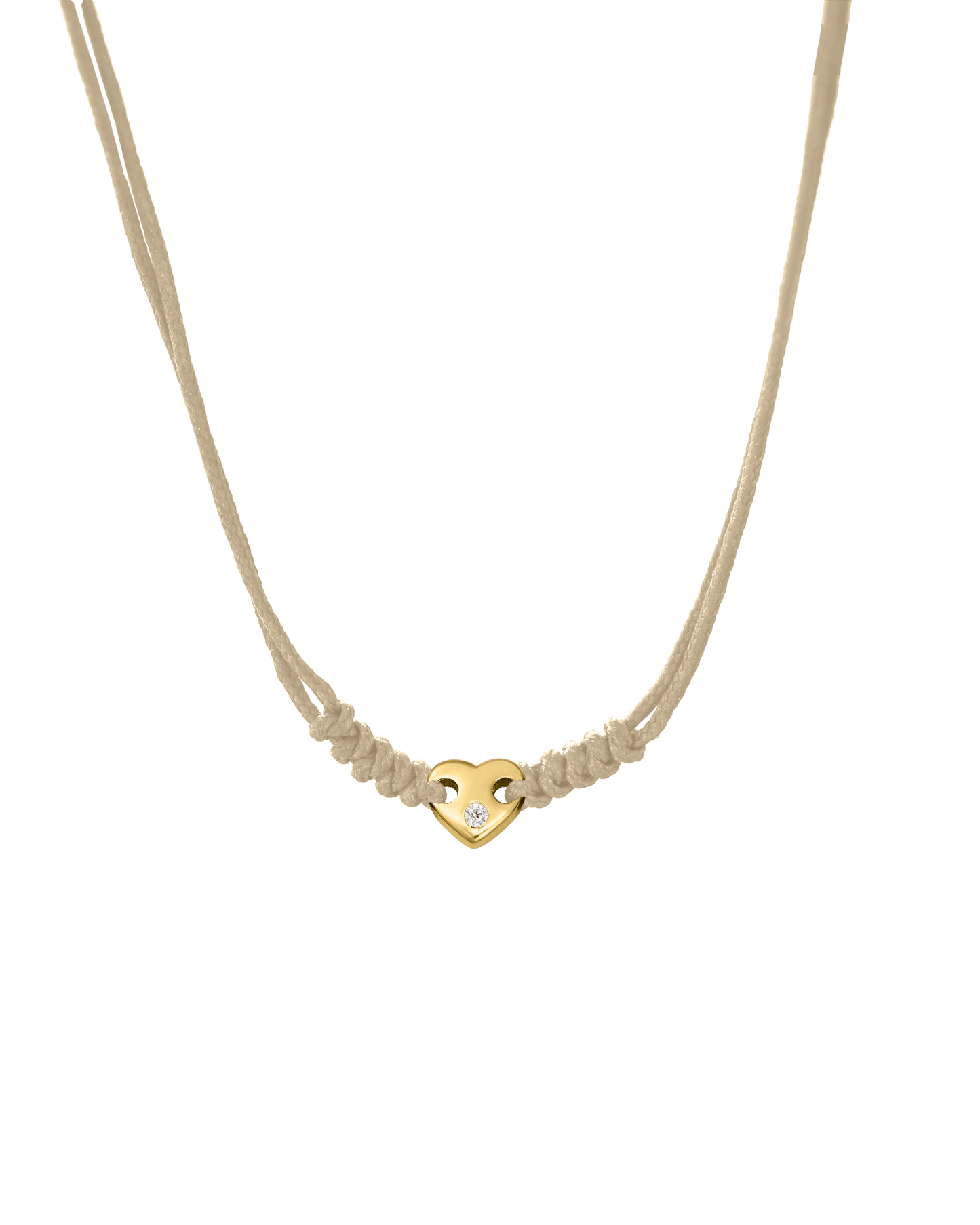 Heart of Gold String of Love Necklace - 14K Yellow Gold Necklaces 14K Solid Gold Beige
