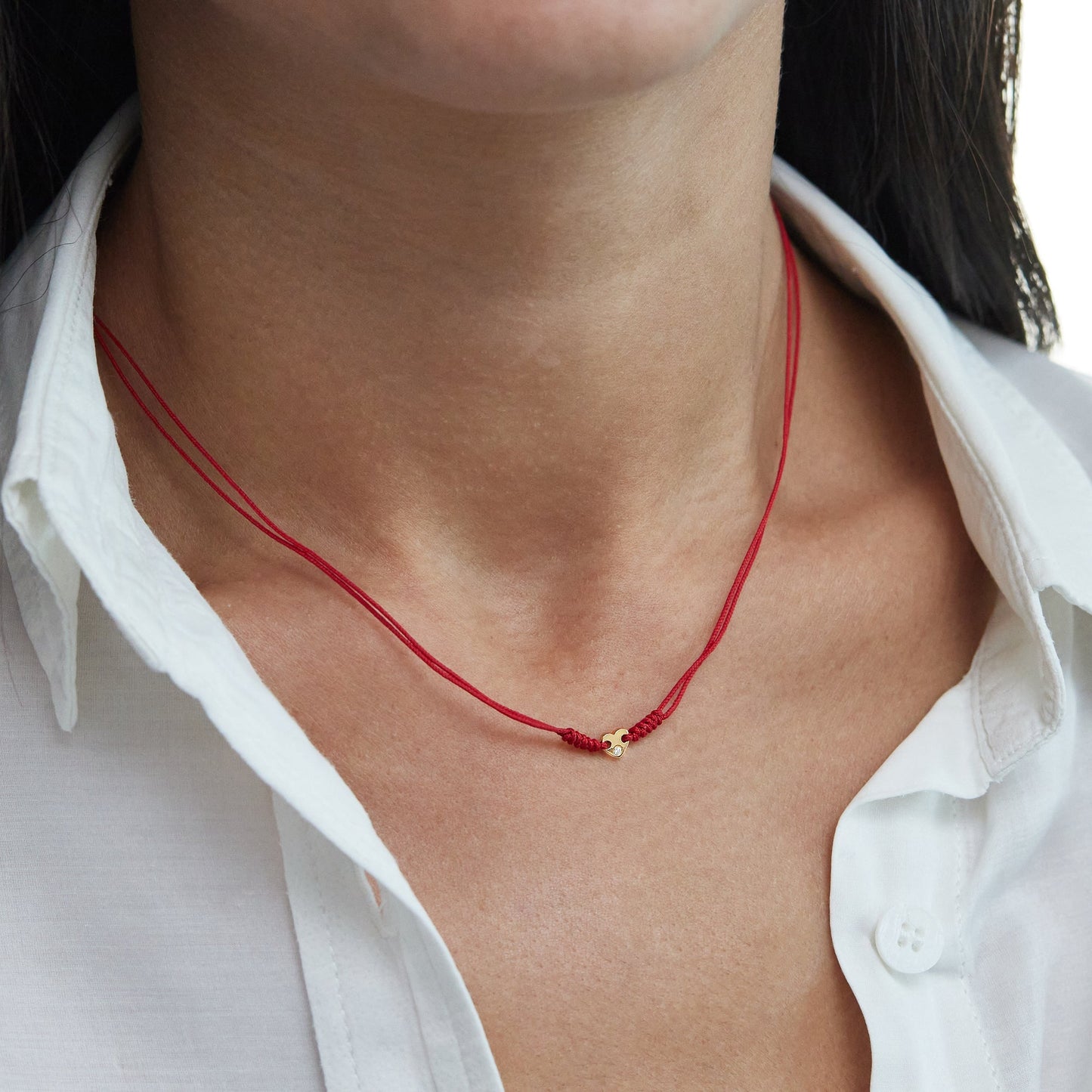 Heart of Gold String of Love Necklace - 14K Yellow Gold Necklaces 14K Solid Gold