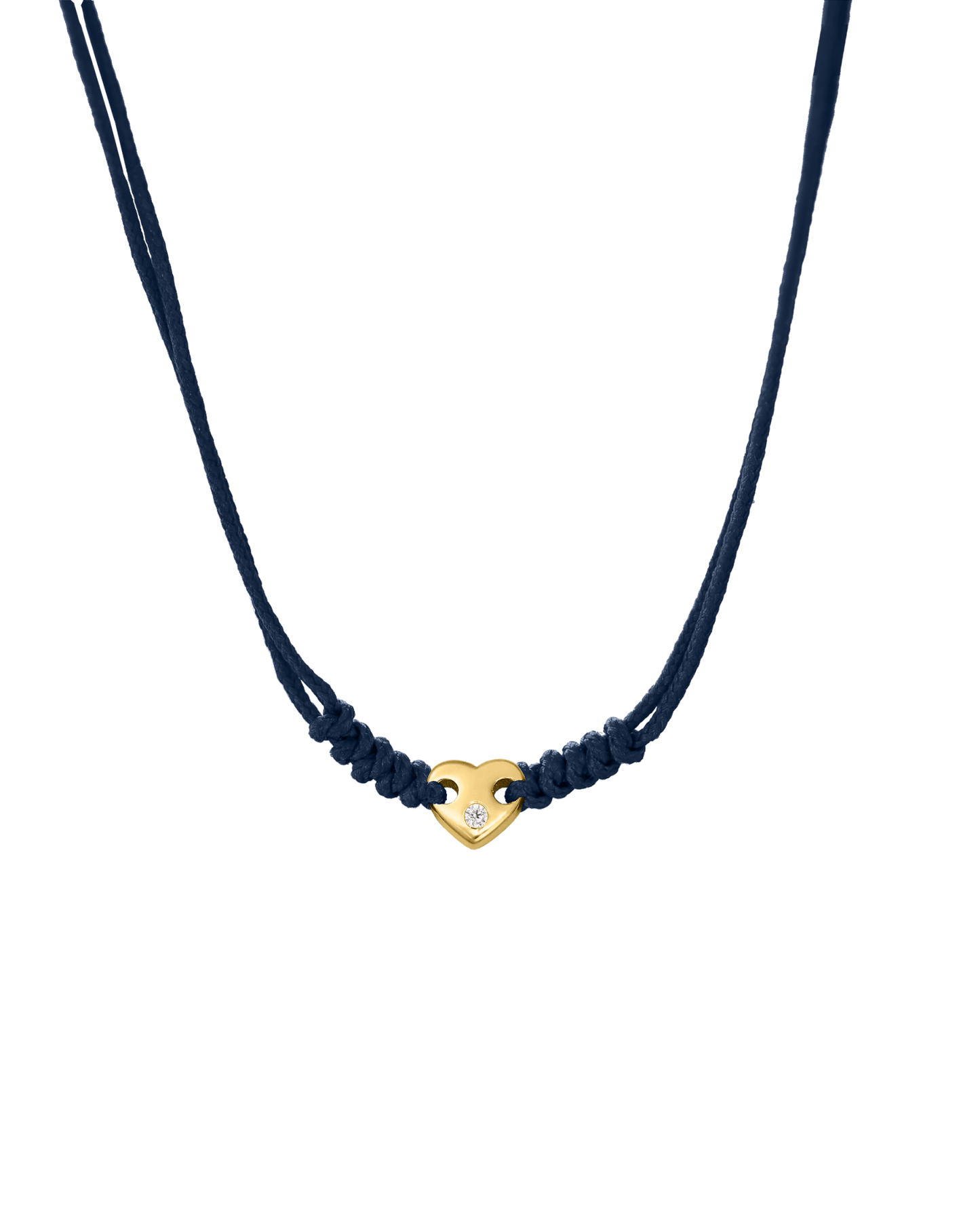Heart of Gold String of Love Necklace - 14K Yellow Gold Necklaces 14K Solid Gold Navy Blue