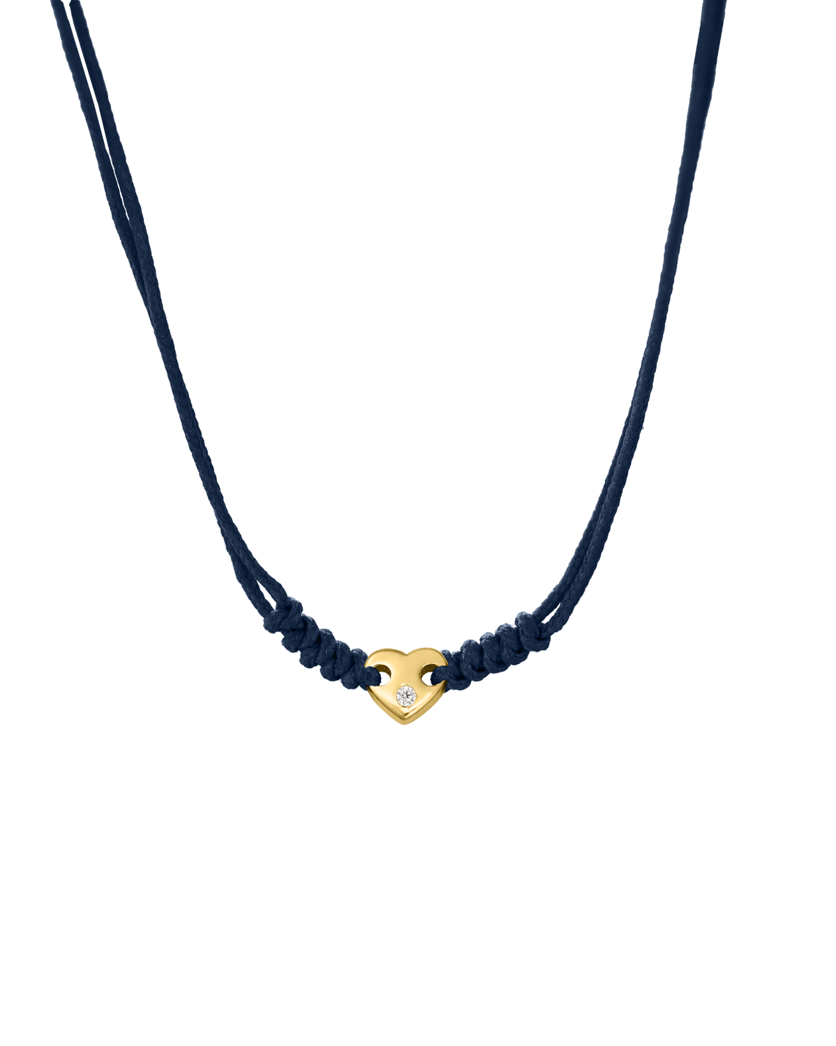 Heart of Gold String of Love Necklace - 14K Yellow Gold Necklaces 14K Solid Gold Navy Blue