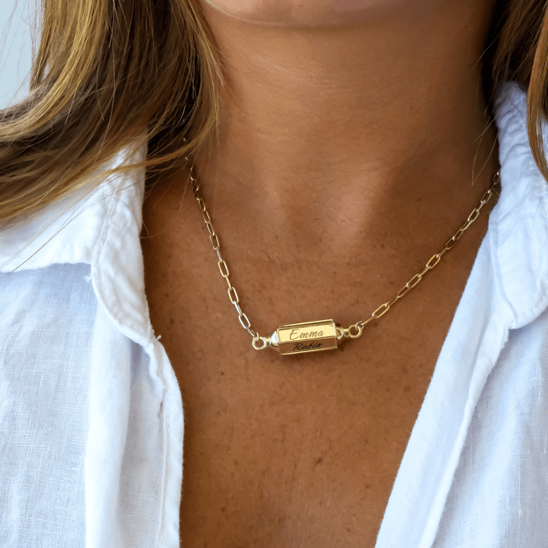 Hexagonal Bar Necklace - 18K Rose Vermeil Necklaces Gold Vermeil