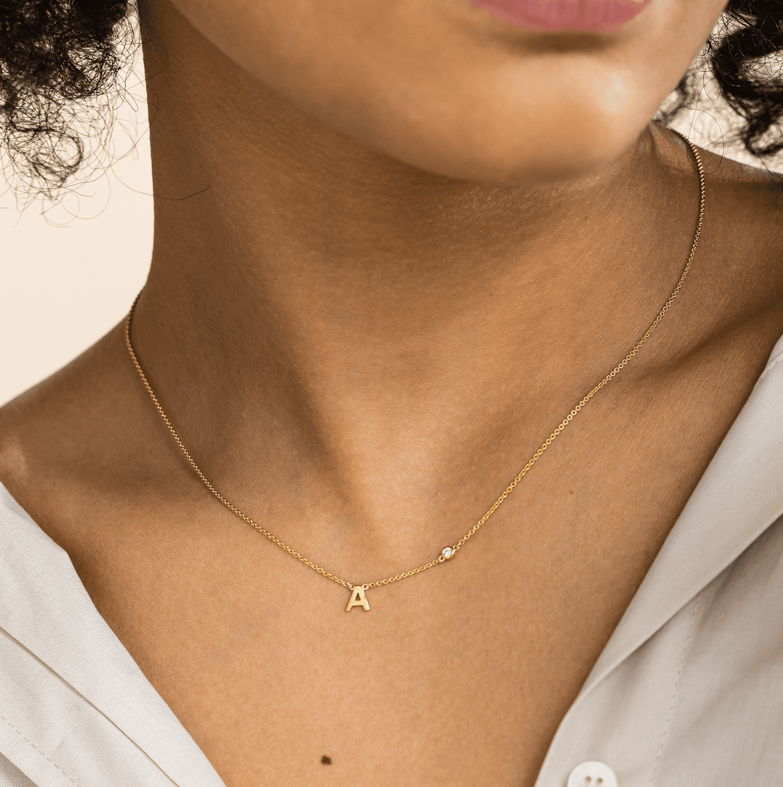 Initial Necklace with Diamonds - 18K Gold Vermeil Necklaces magal-dev