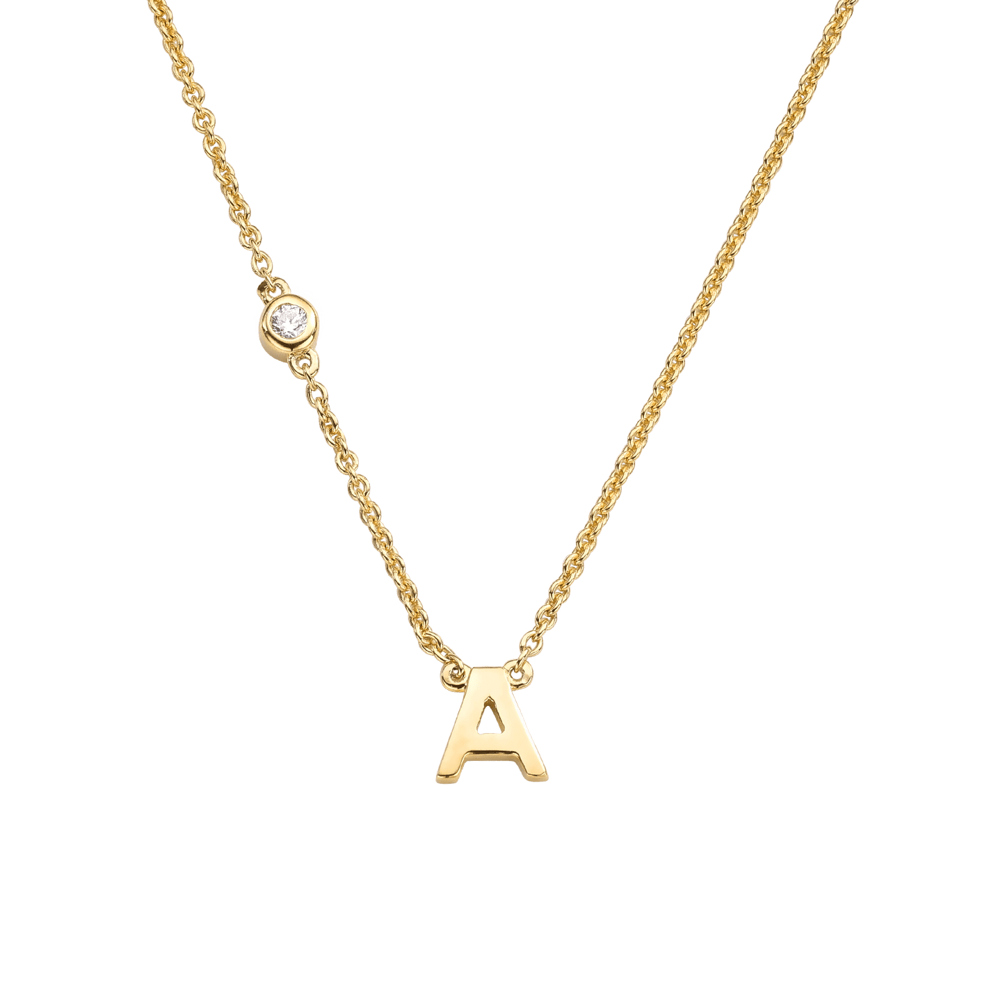 Initial Necklace with Diamonds - 18K Gold Vermeil Necklaces magal-dev