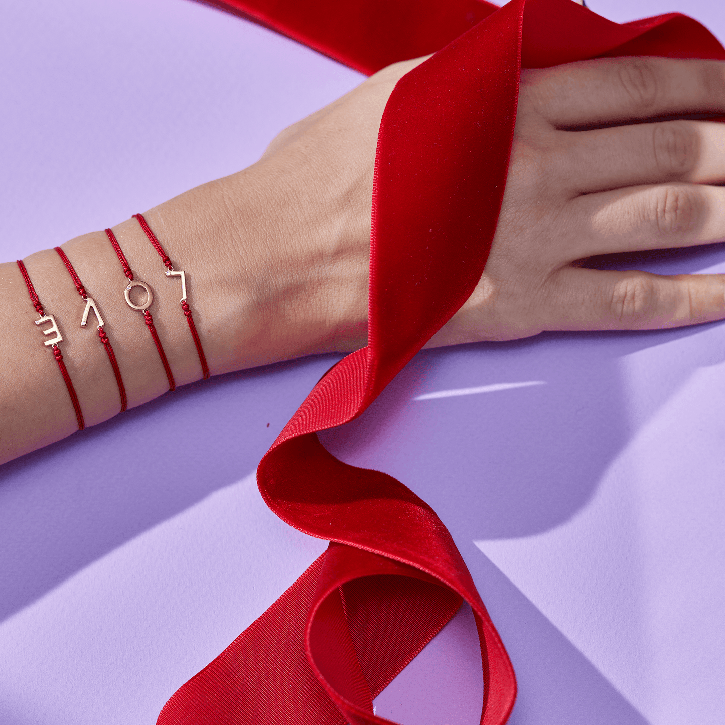Initial String of Love - 14K Yellow Gold Bracelets 14K Solid Gold