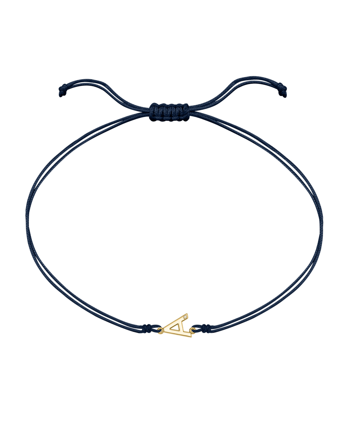 Initial String of Love - 14K Yellow Gold Bracelets 14K Solid Gold Navy Blue