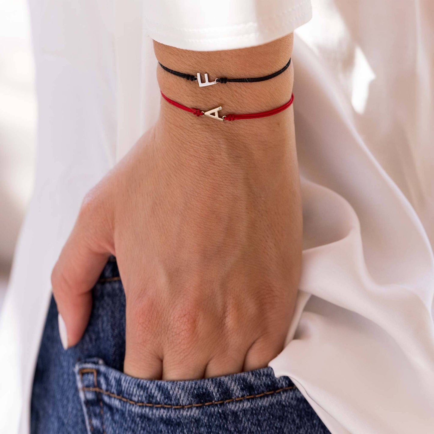 Initial String of Love - 14K Yellow Gold Bracelets 14K Solid Gold