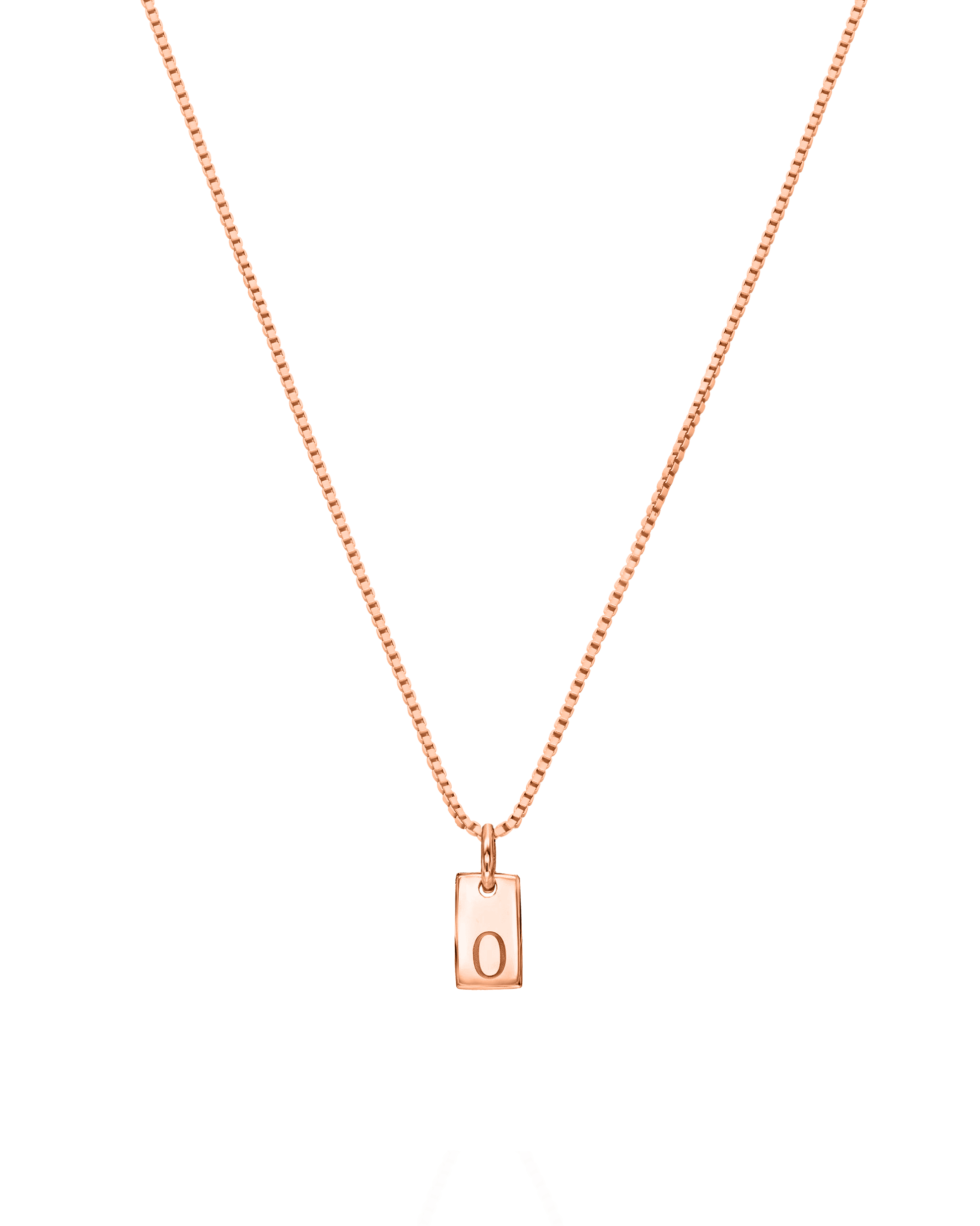 Single Initial Mini Dogtag Necklace - 18K Rose Vermeil Necklaces magal-dev 1 Tag 16''