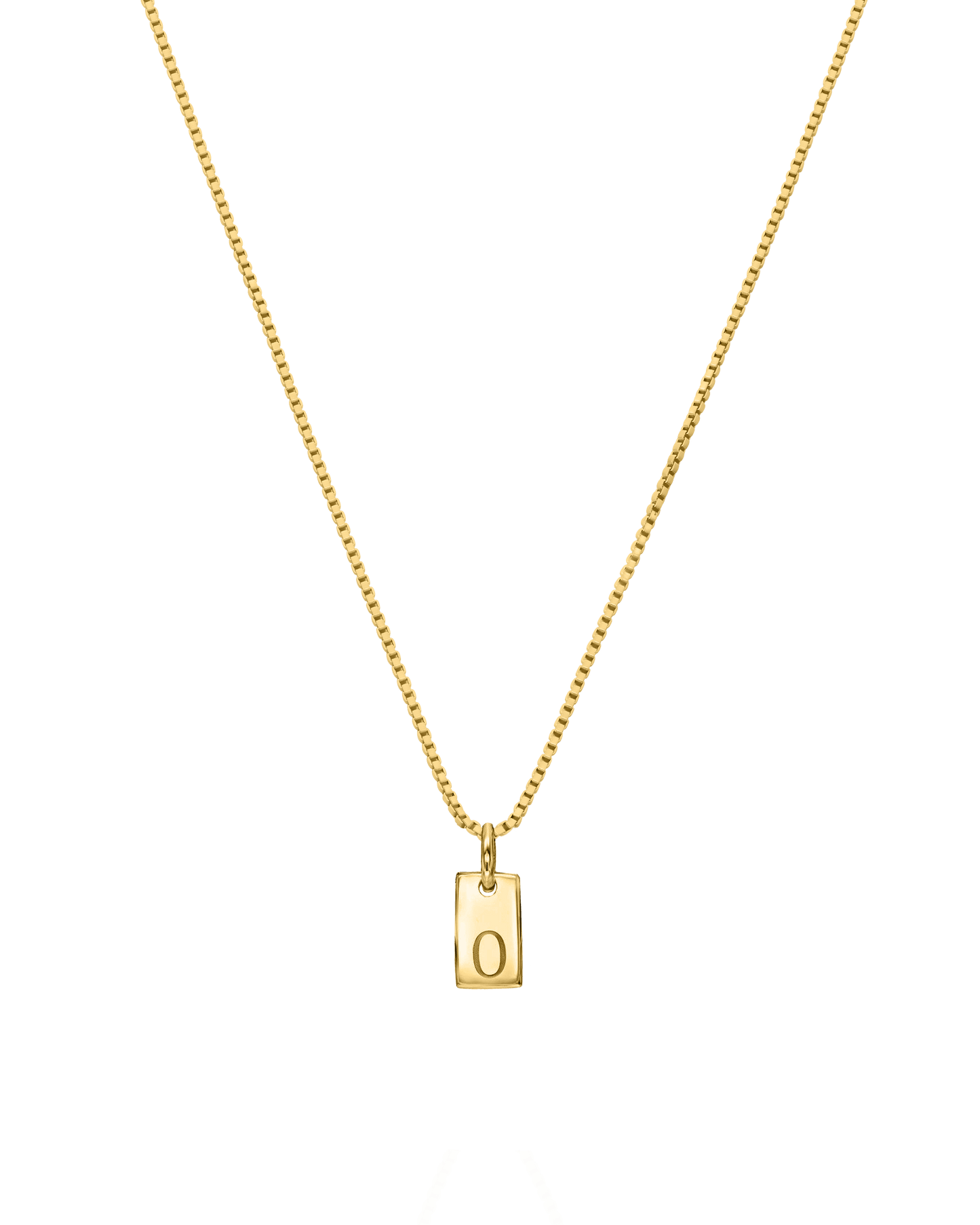 Single Initial Mini Dogtag Necklace - 18K Gold Vermeil Necklaces magal-dev 1 Tag 16"